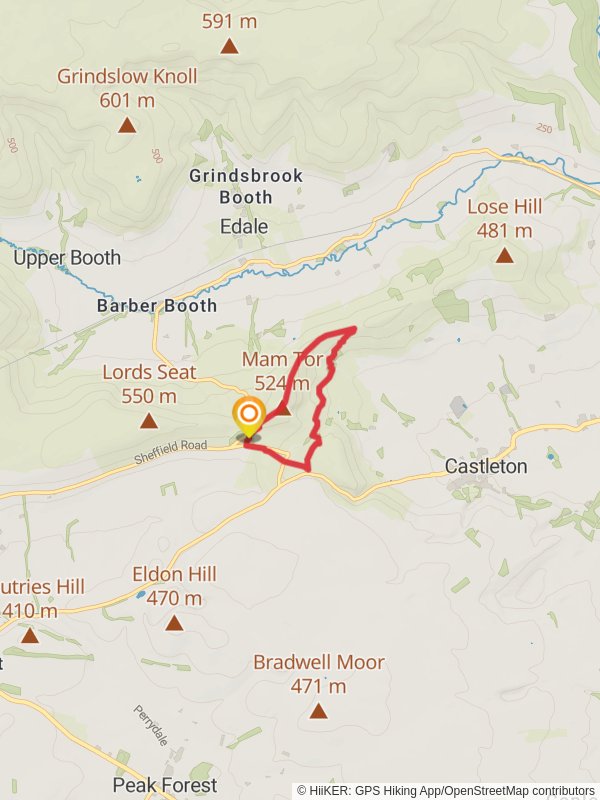 Mam Tor and Hollins Cross mobile static map