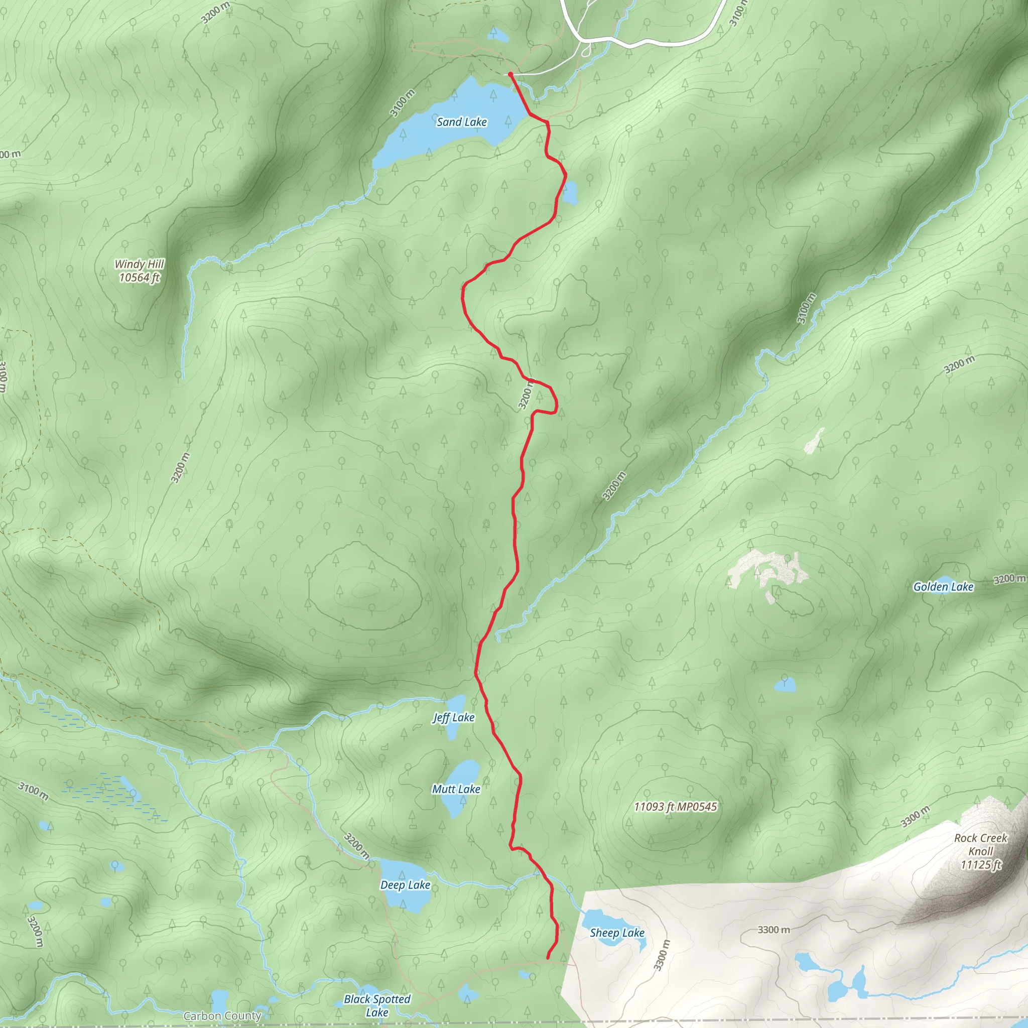 Sheep Lake Trail Out and Back mobile static map