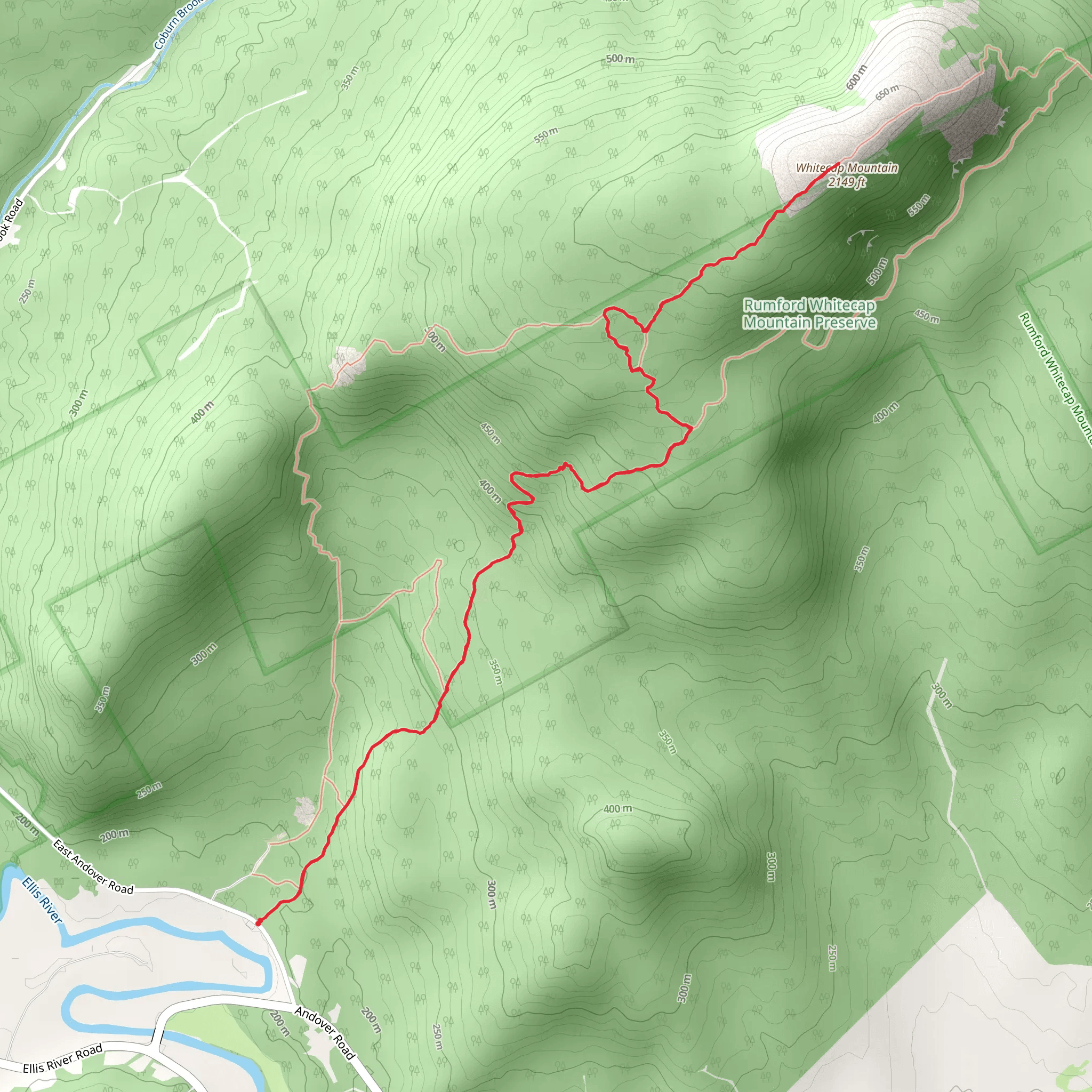 Whitecap Mountain Trail mobile static map
