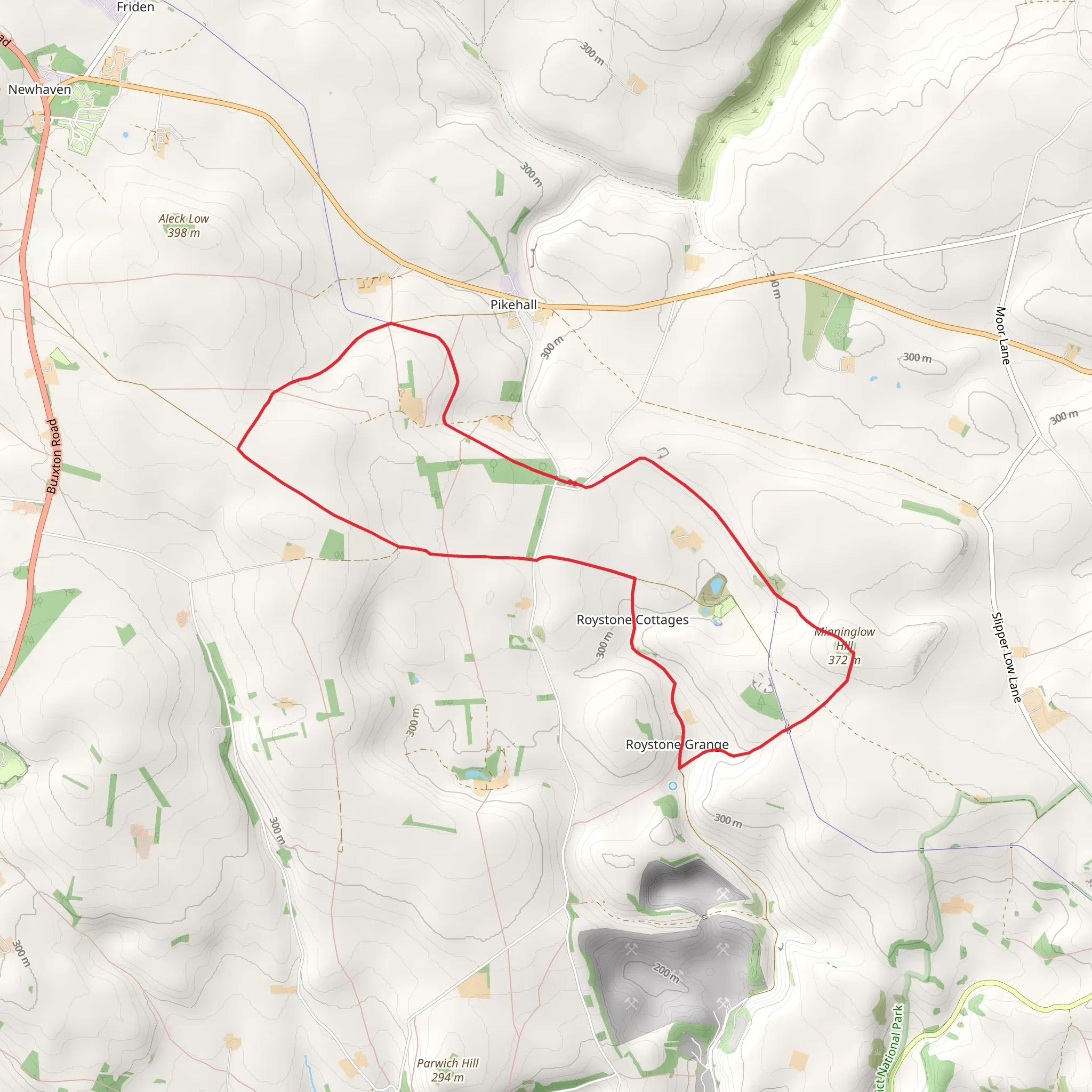 Minninglow Hill - Roystone Grange and Cardlemere Lane mobile static map