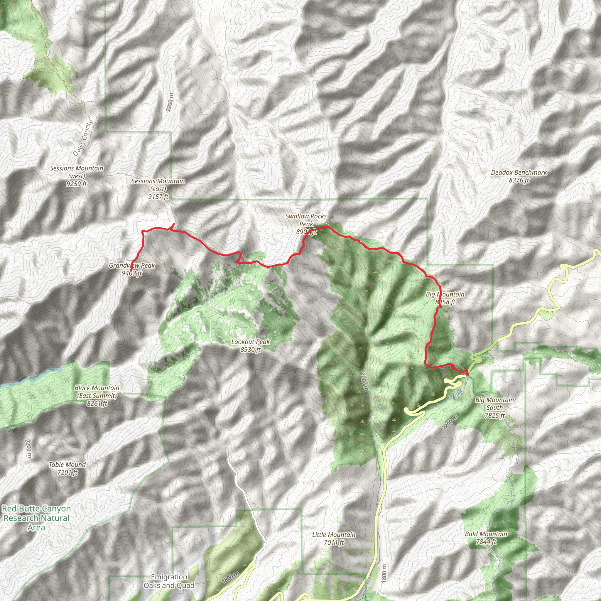 Grandview Peak via Great Western Trail mobile static map