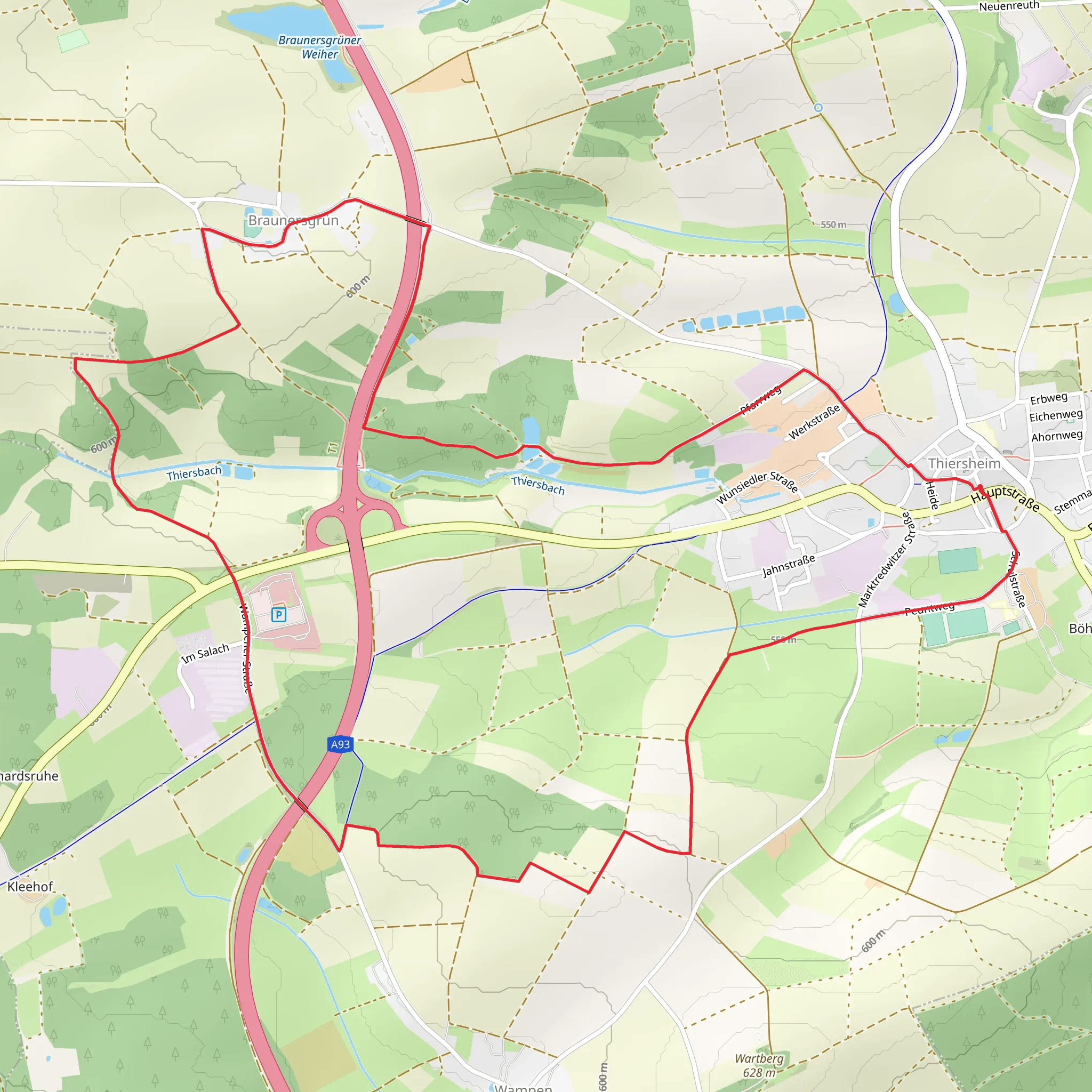 Wanderweg 2 Thiersheim mobile static map