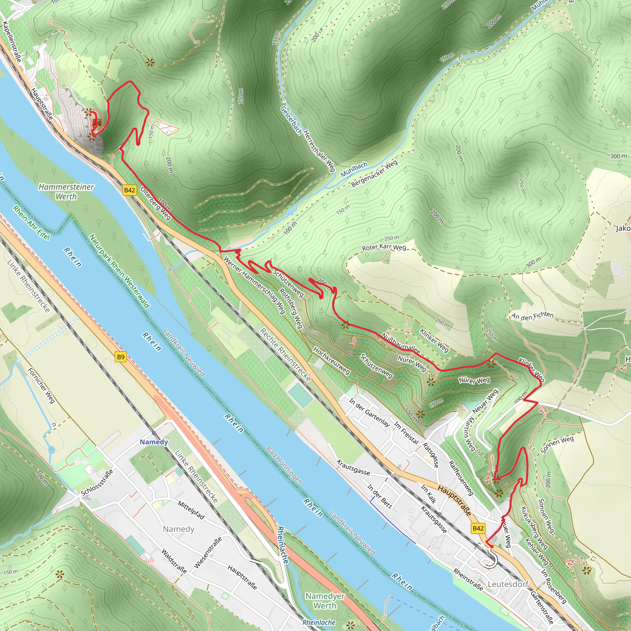 Burgruine Hammerstein via Olterberg Weg mobile static map