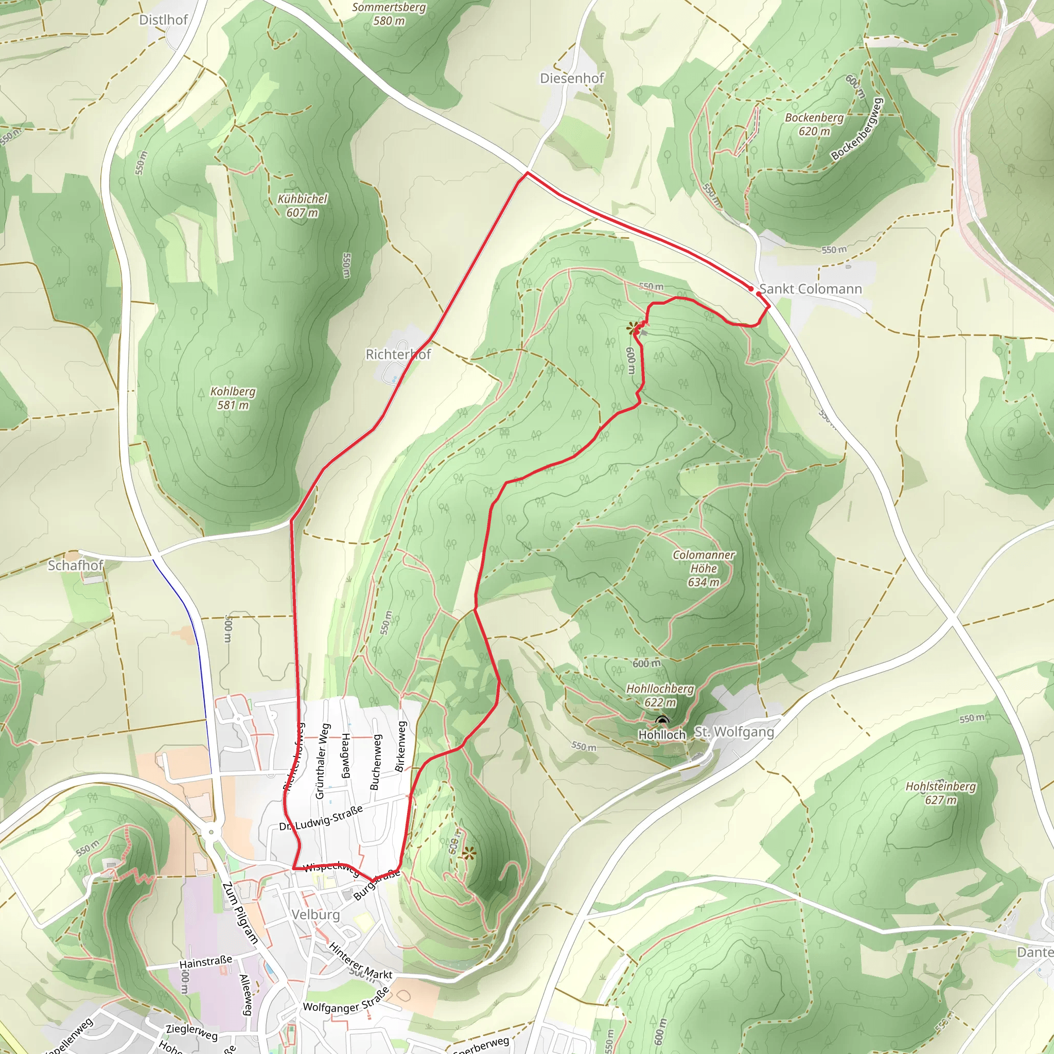 Sankt Colomann and Velburg Loop via Osterberg mobile static map