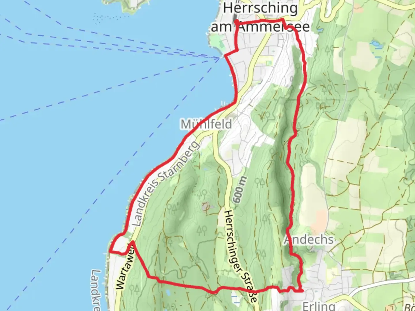 An image depicting the trail König-Ludwig Weg Short Loop and its surrounding area.