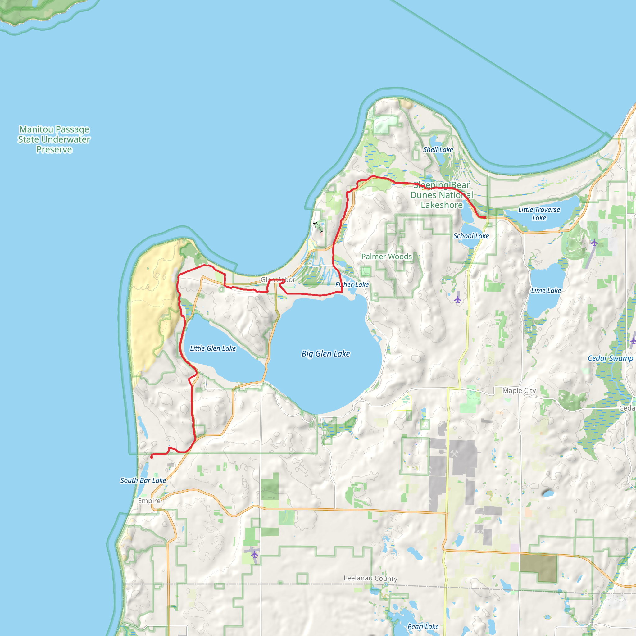 Sleeping Bear Heritage Trail Point to Point mobile static map