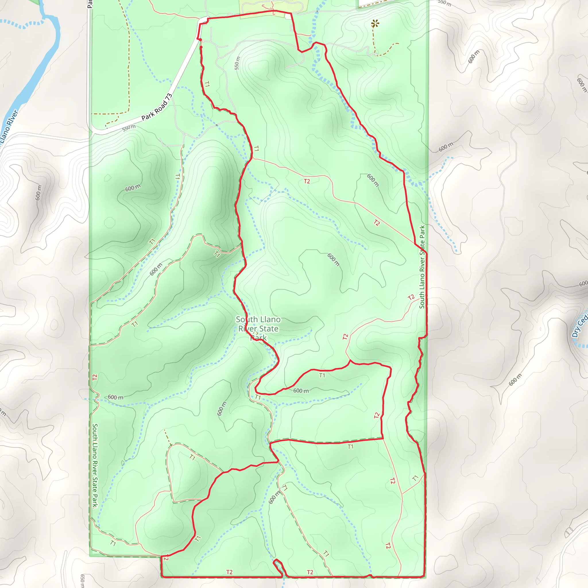 South Llano River State Park Loop via Mid canyon Trail and Fawn Trail mobile static map