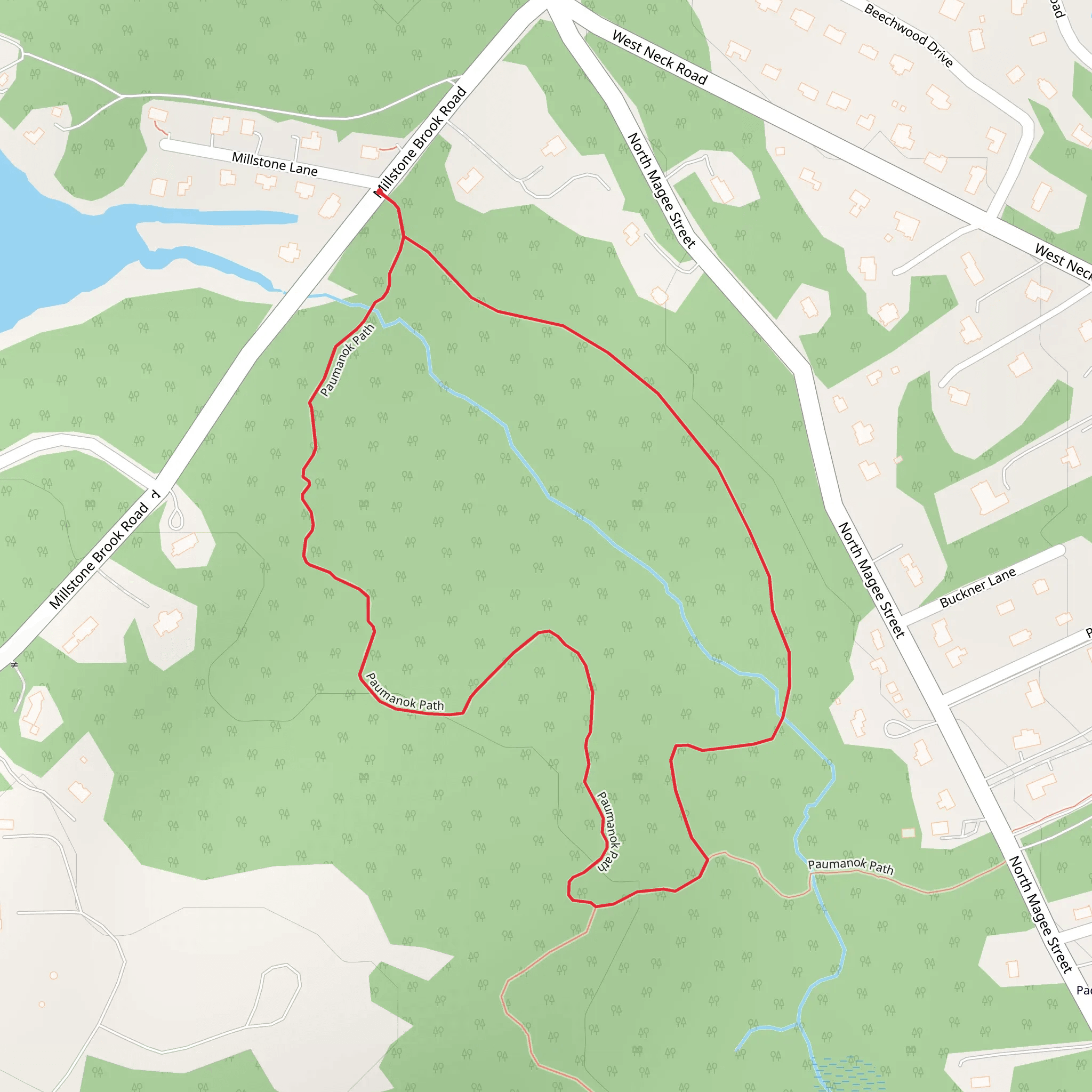 Paumanok Path Loop from Millstone Brook Road mobile static map