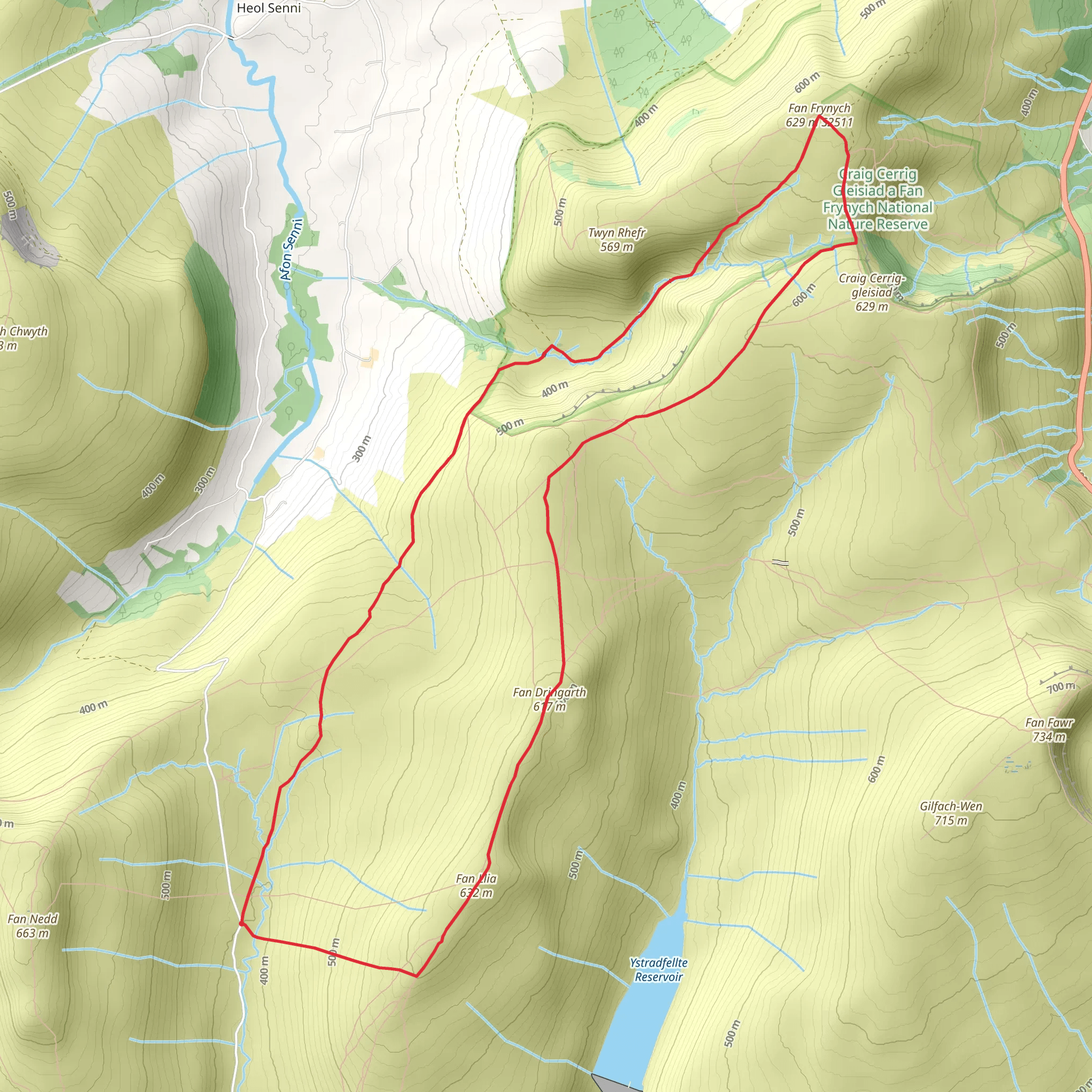 Fan Frynych and Fan Llia - Fforest Fawr mobile static map