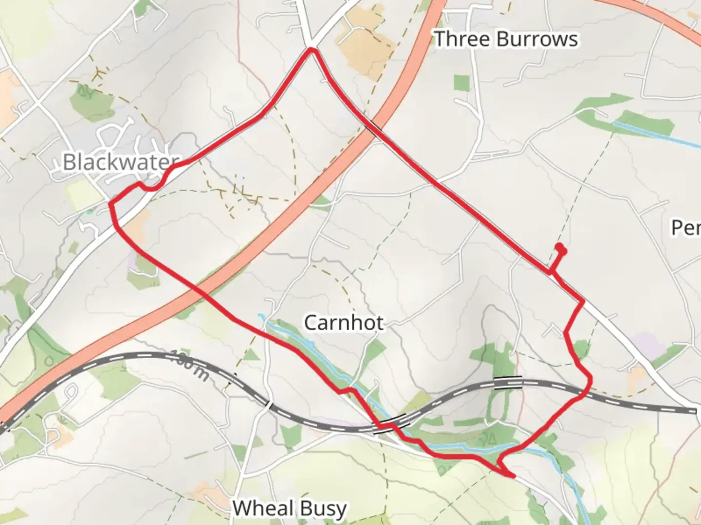 An image depicting the trail Carnhot Loop and its surrounding area.