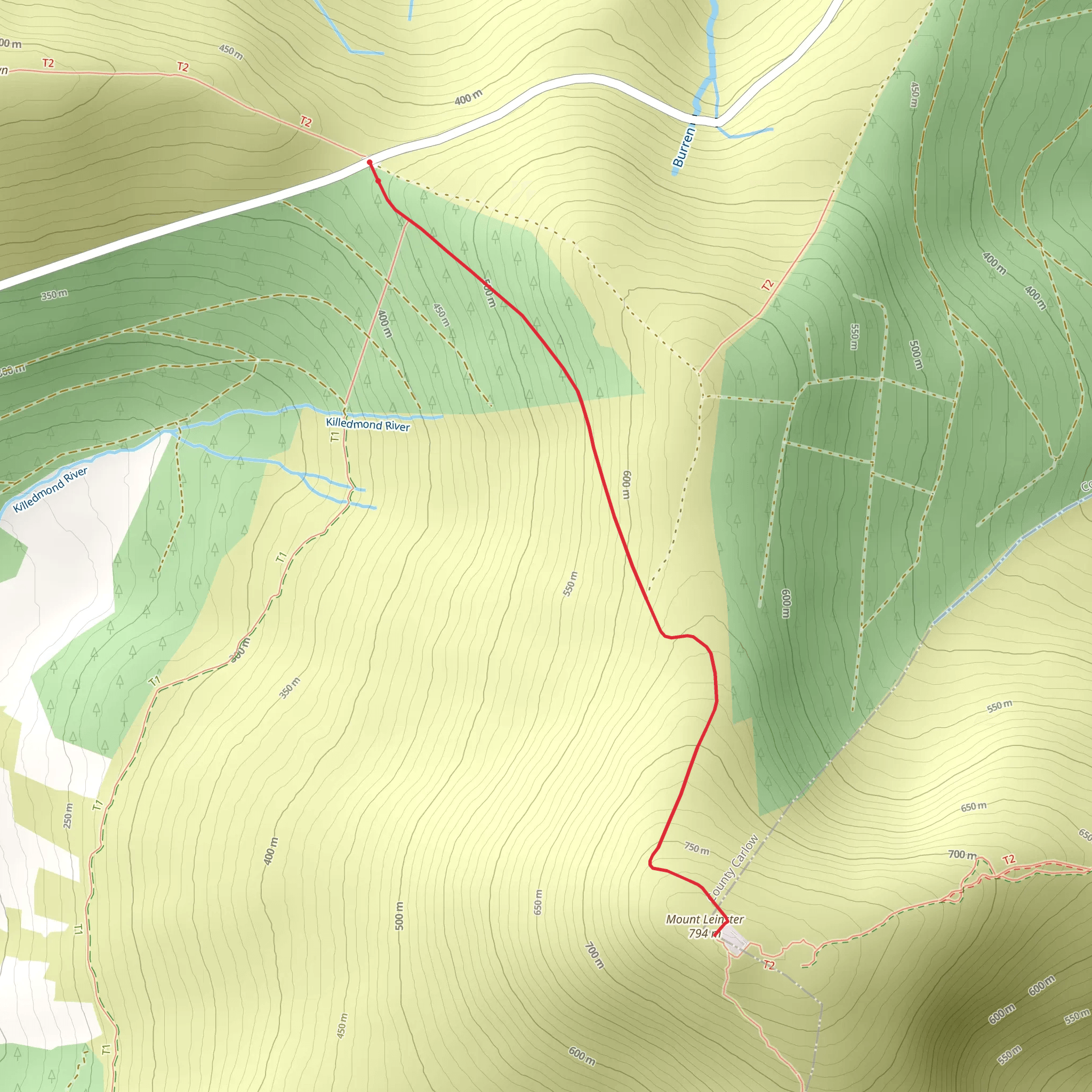 Mount Leinster from The Nine Stones mobile static map