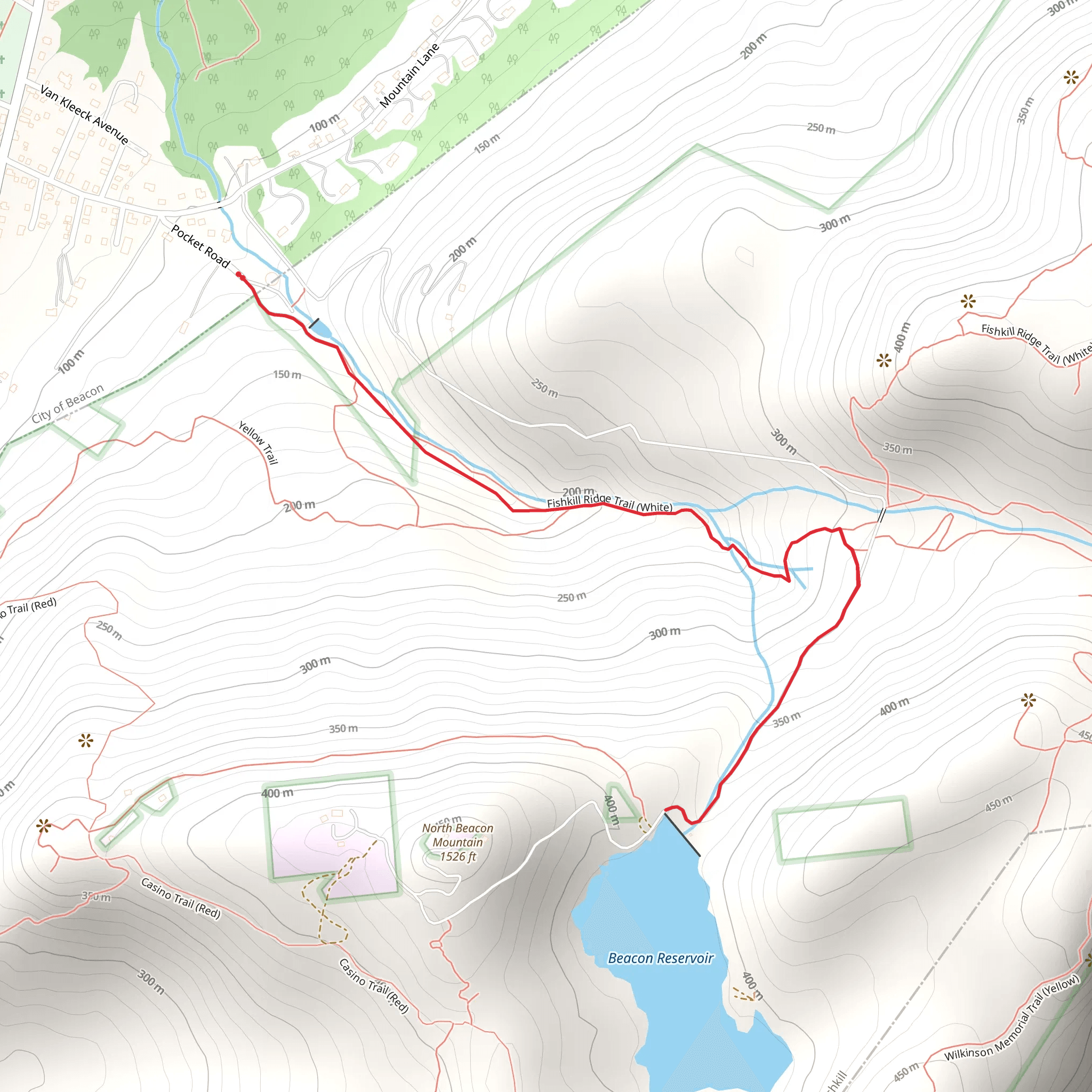 Beacon Reservoir via Fishkill Ridge Trail mobile static map