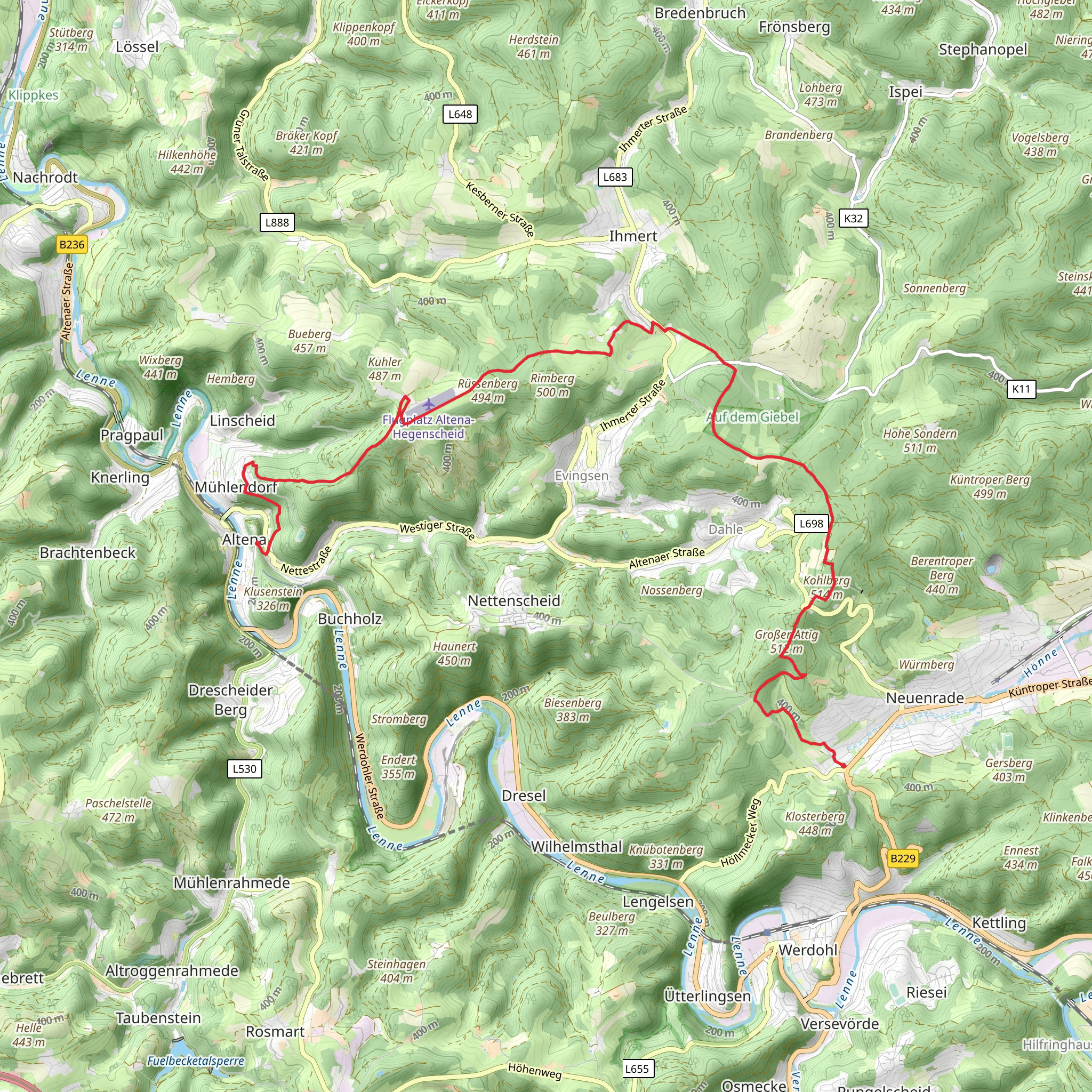 Alte to Neuenrade Walk mobile static map