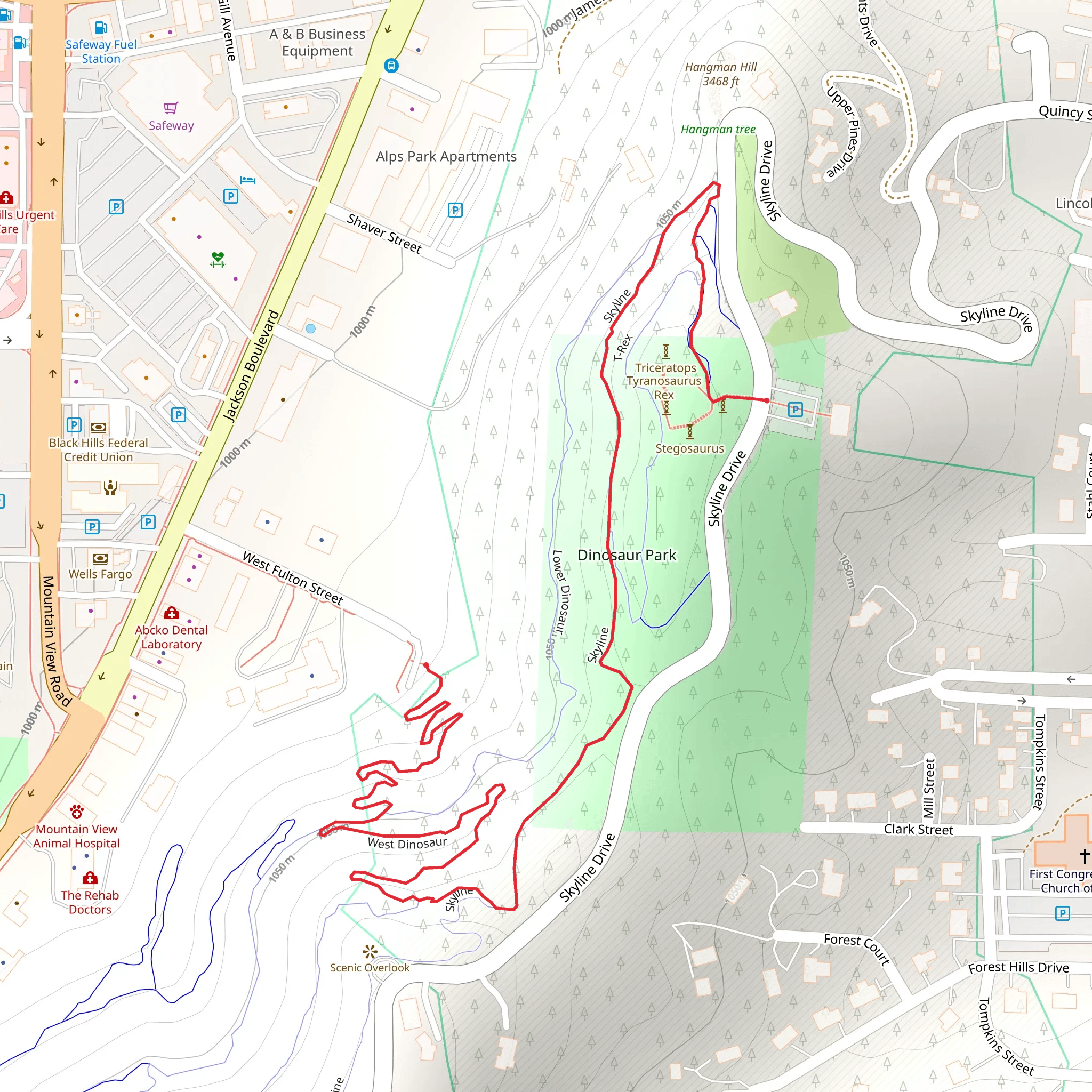 Skyline and West Dinosaur mobile static map
