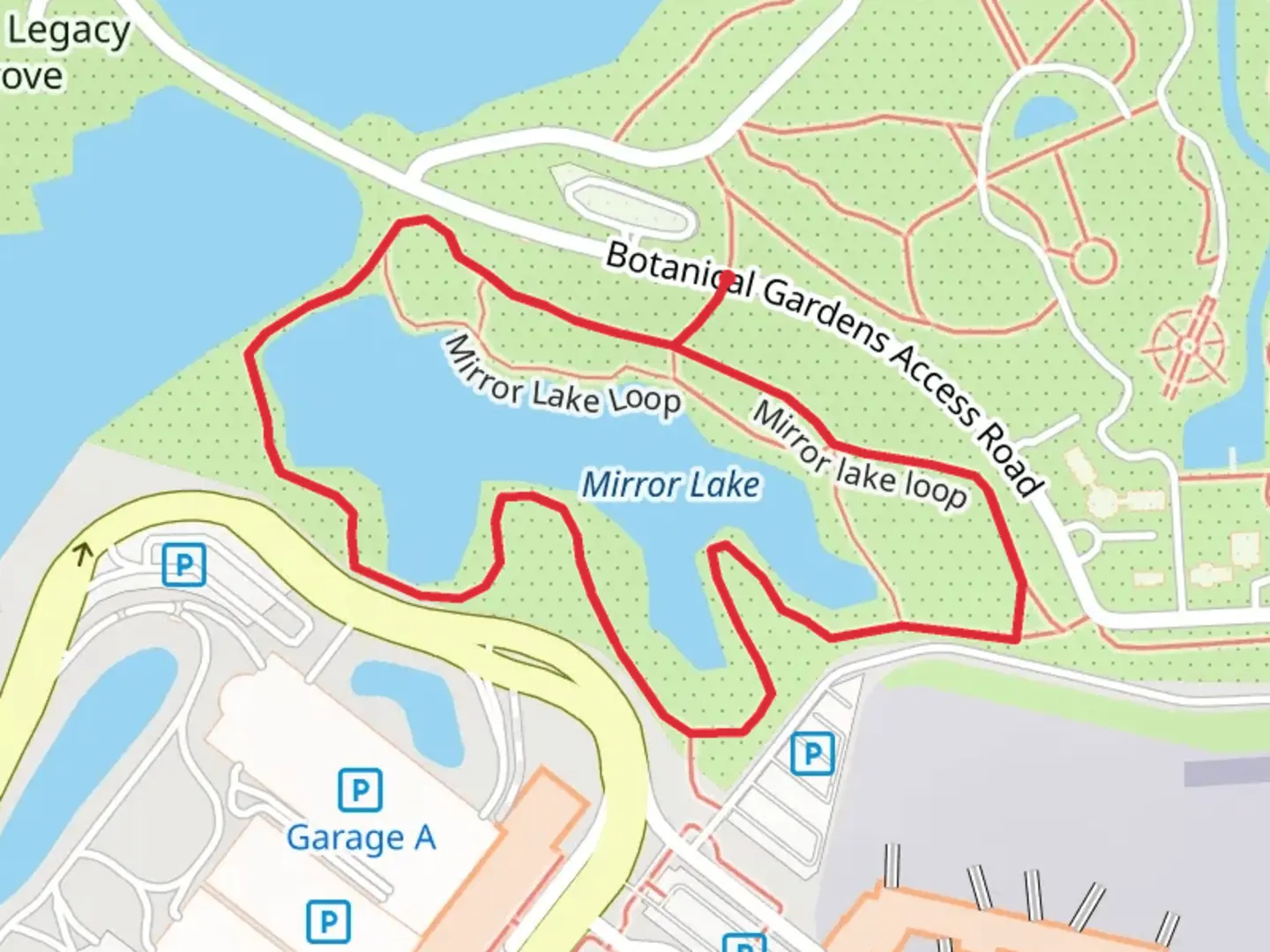 An image depicting the trail Mirror Lake Loop and its surrounding area.