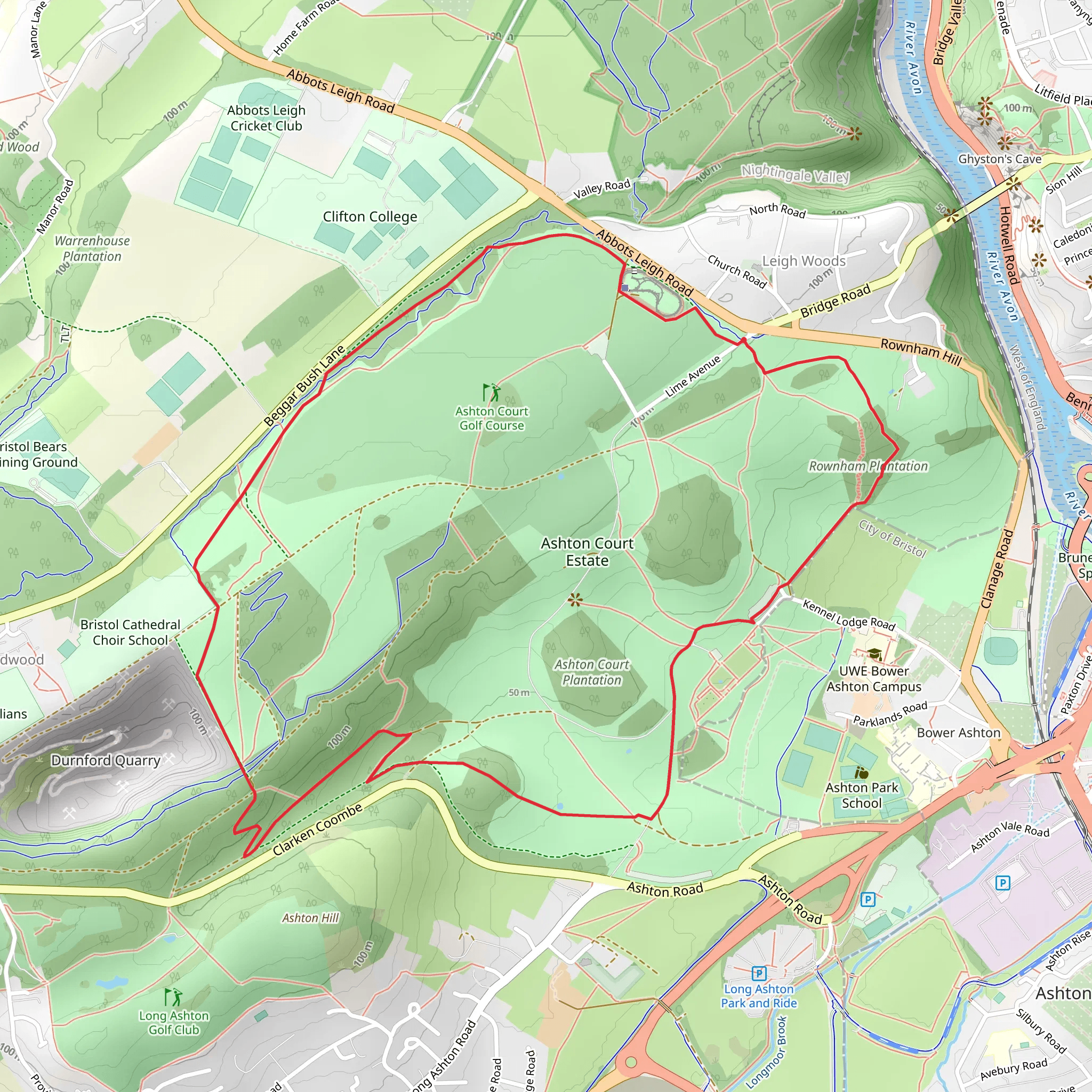 Ashton Court Estate Loop mobile static map