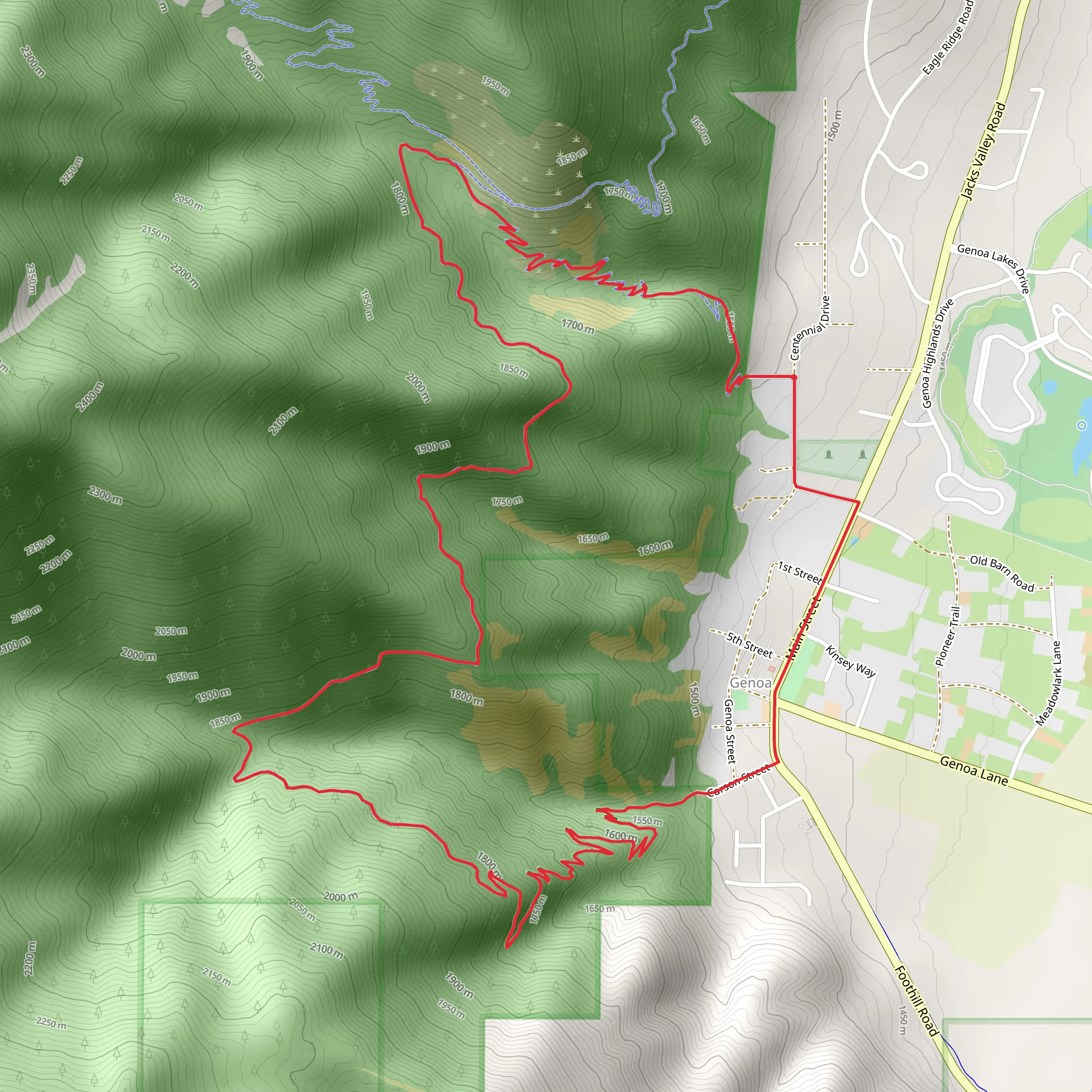 Lower Sierra Canyon, Discovery and Lower Genoa Canyon Loop Trail mobile static map