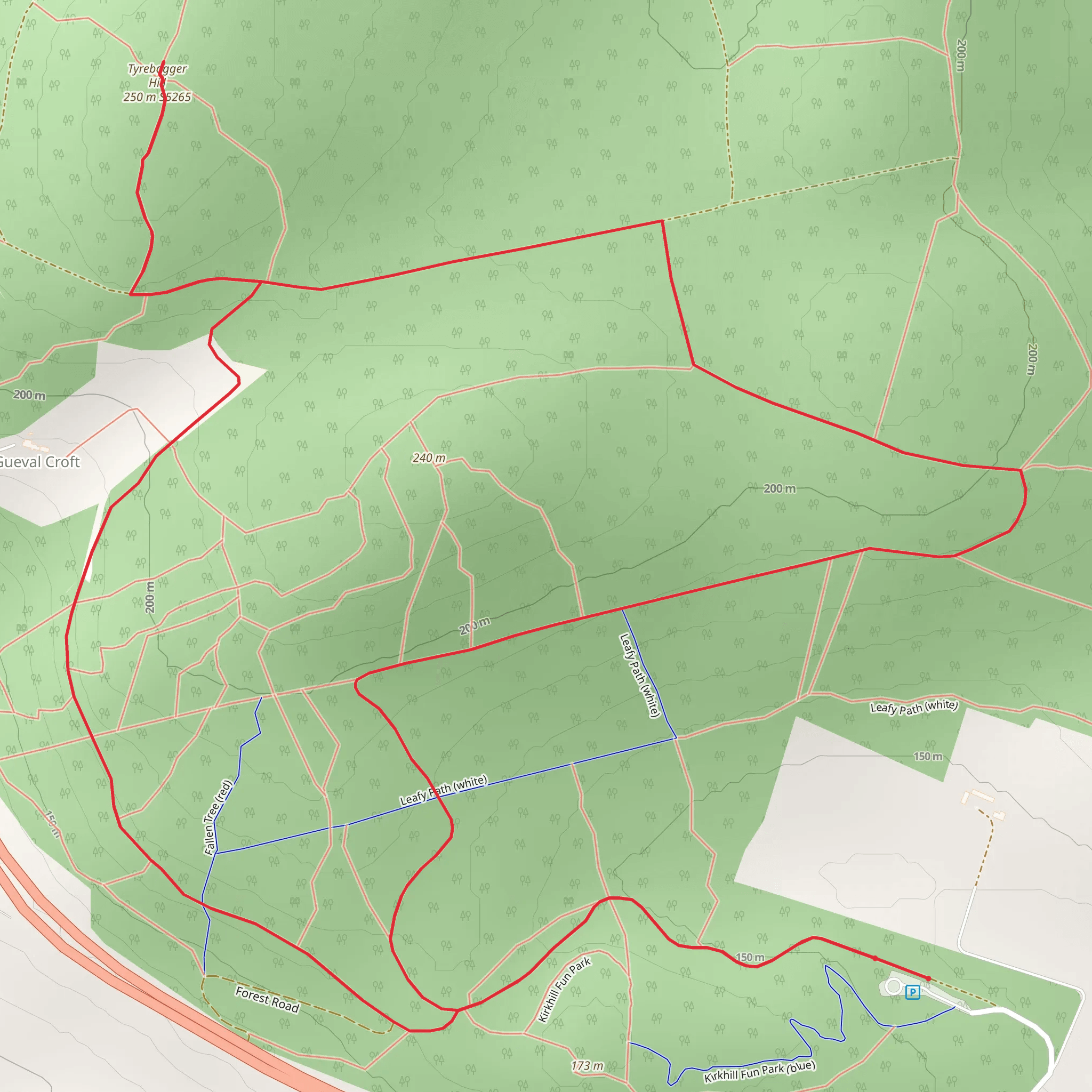 Tappie Tower and Tyrebagger Hill Loop Trail mobile static map