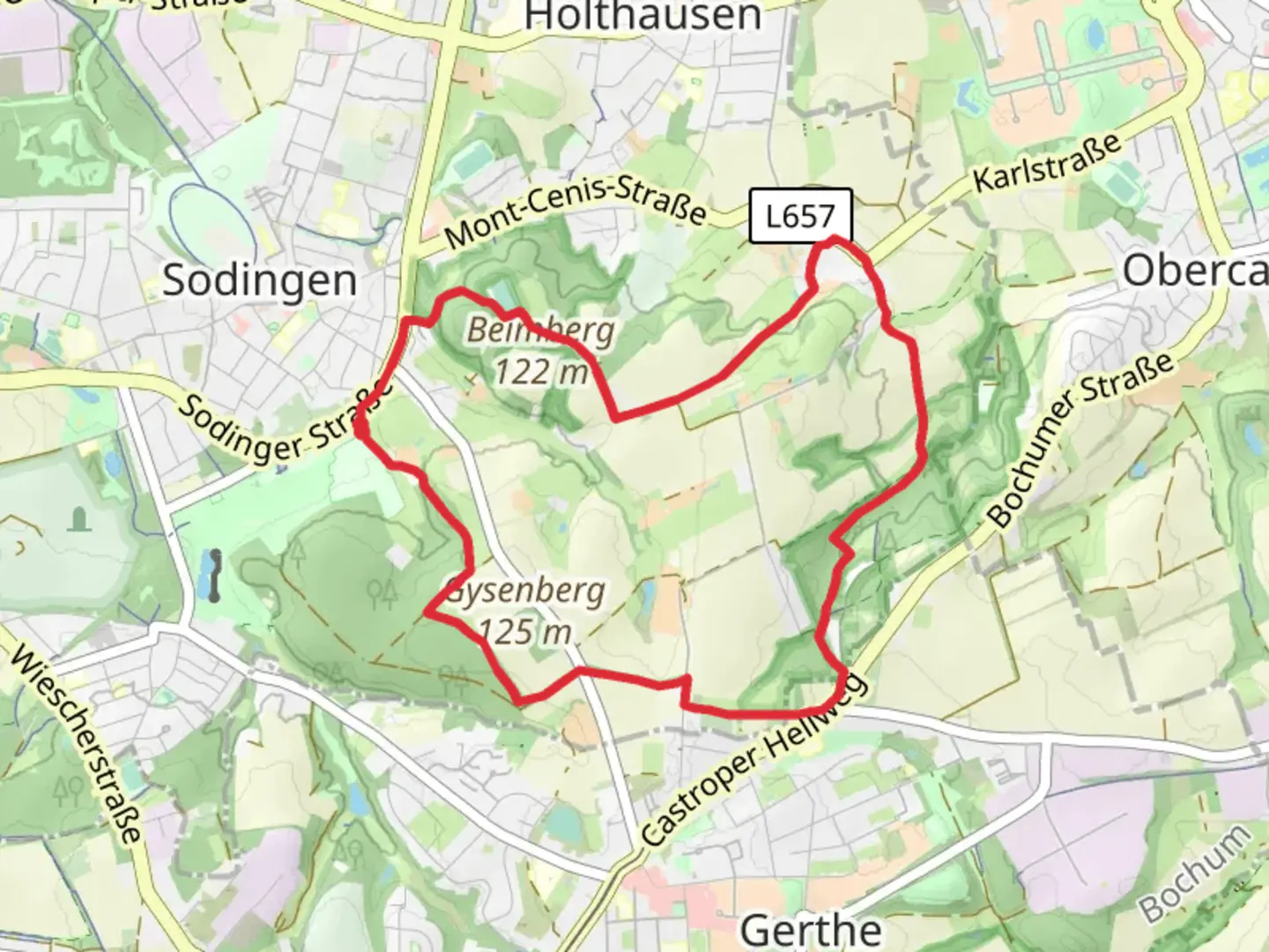 An image depicting the trail O Rundweg Gysenberg and its surrounding area.