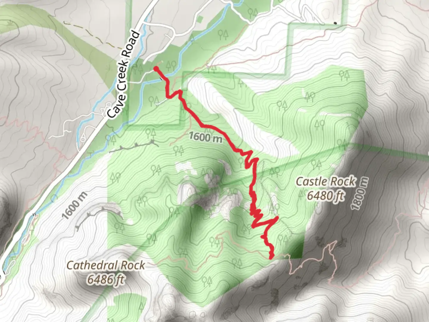 An image depicting the trail Overlook Saddle via McCord Trail and its surrounding area.