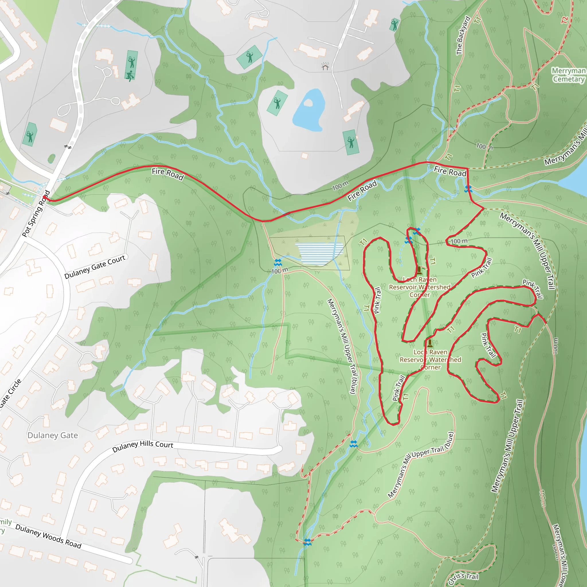 Pink Trail via Fire Road mobile static map