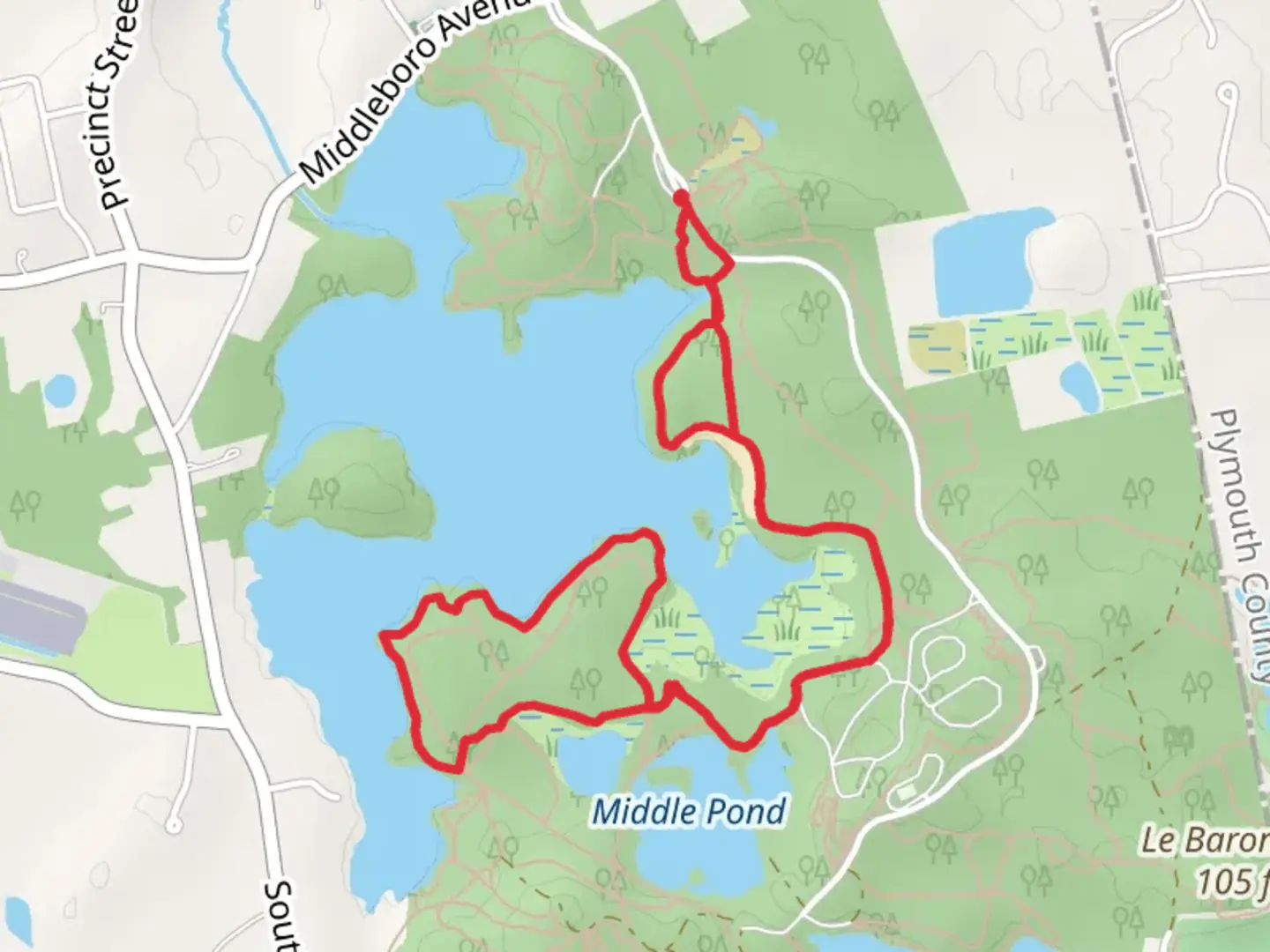 An image depicting the trail Little Bearhole Pond and King Pond Loop and its surrounding area.