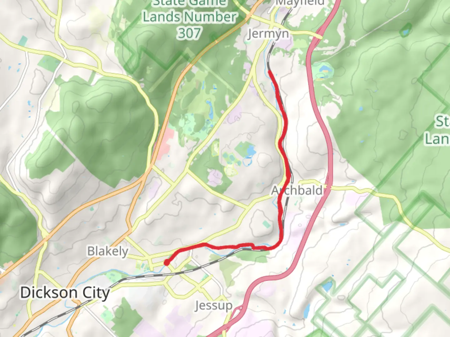 An image depicting the trail Lackawanna River Heritage Trail and its surrounding area.