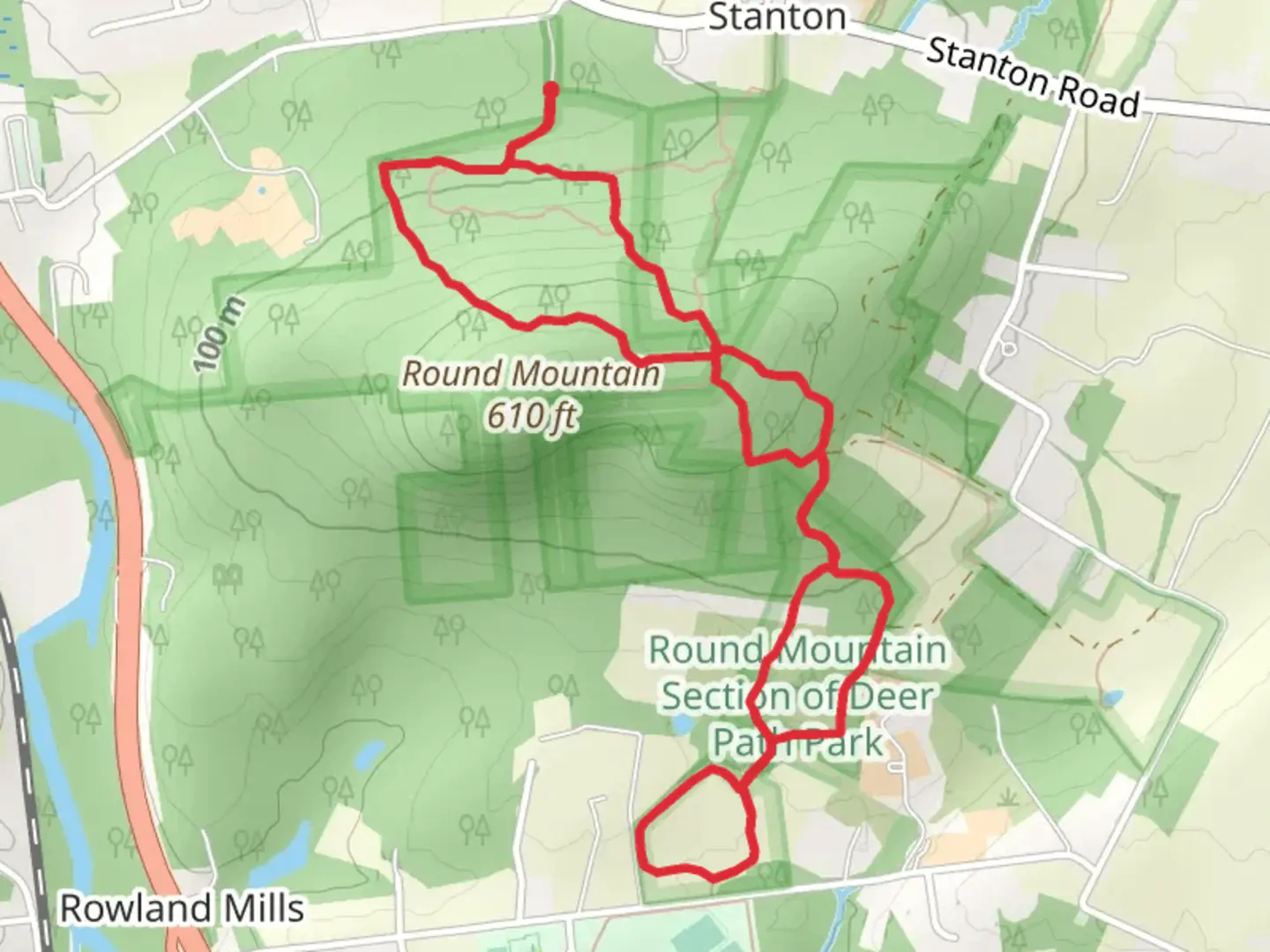 An image depicting the trail Red and Buell Loop Trail - Long and its surrounding area.