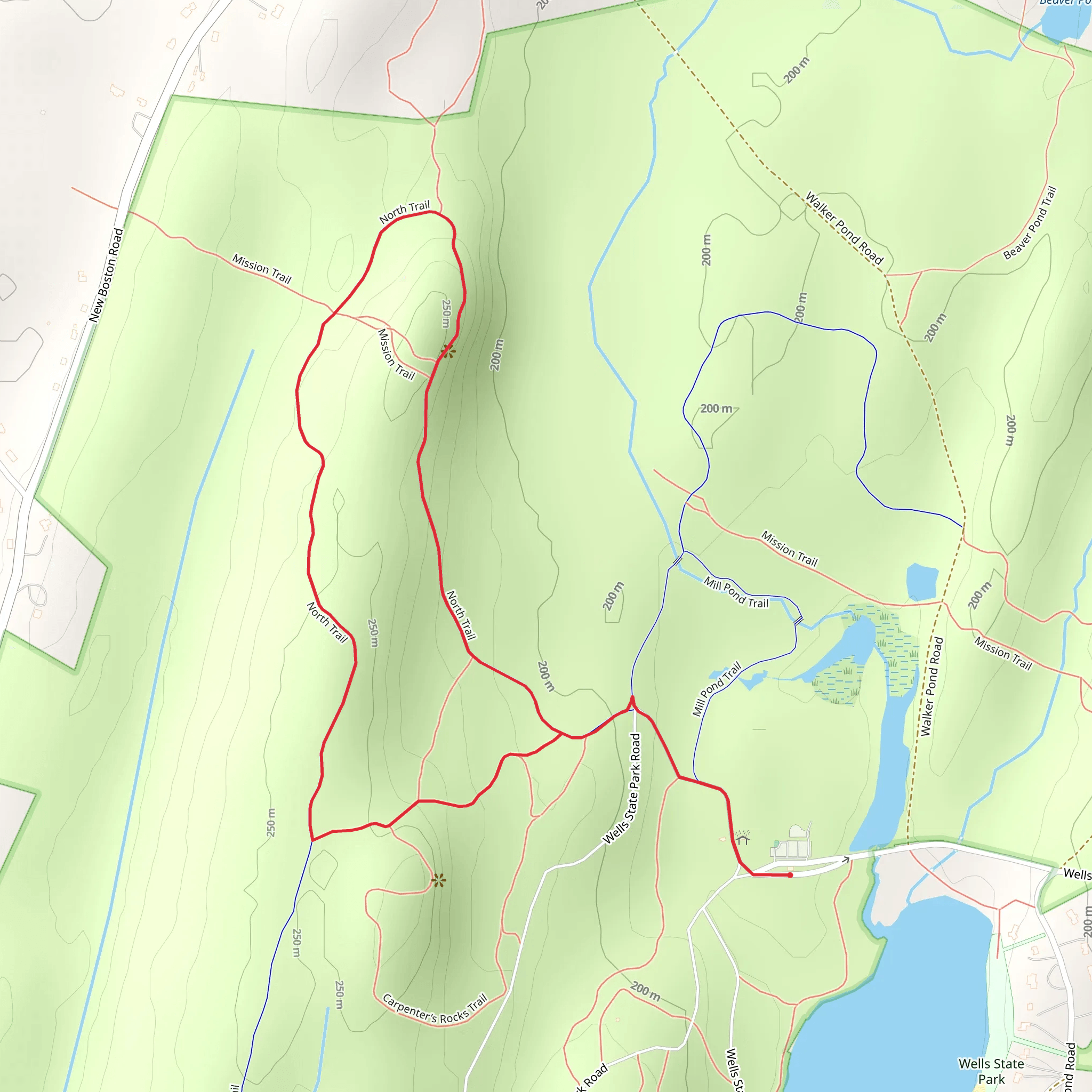 Carpenter's Rocks in Wells State Park mobile static map