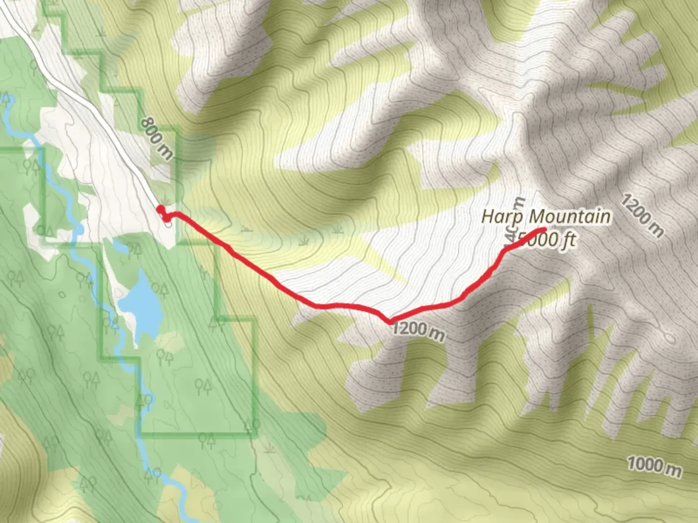 An image depicting the trail Harp Mountain Trail and its surrounding area.