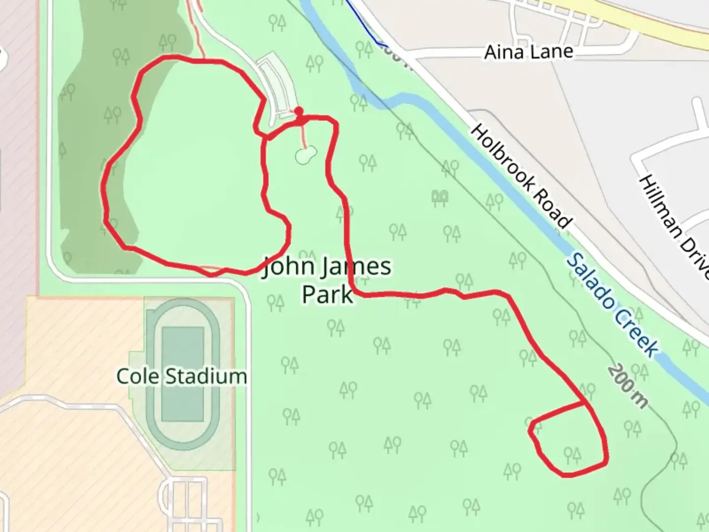 An image depicting the trail John James Park Walk and its surrounding area.