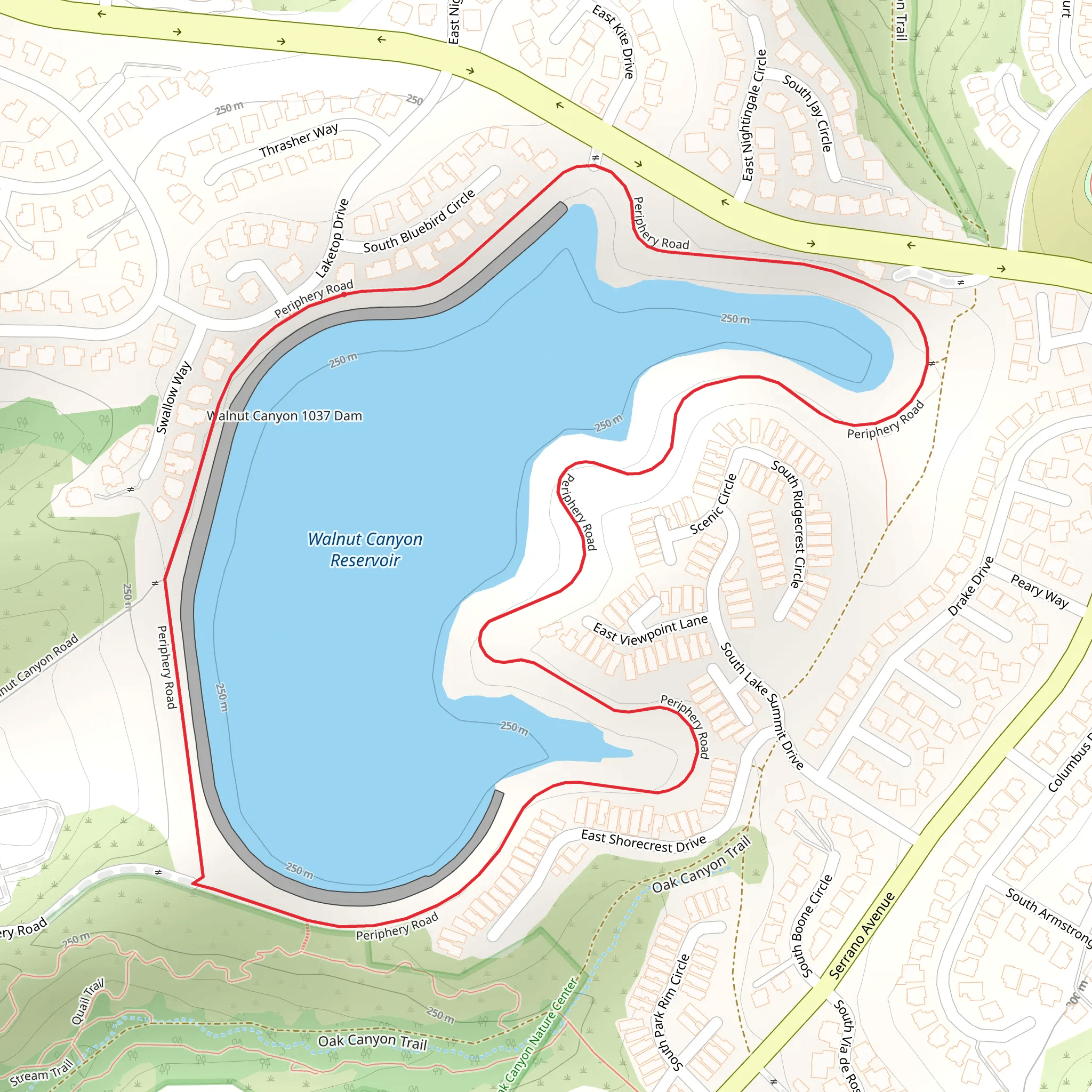 Walnut Canyon Reservoir Loop mobile static map