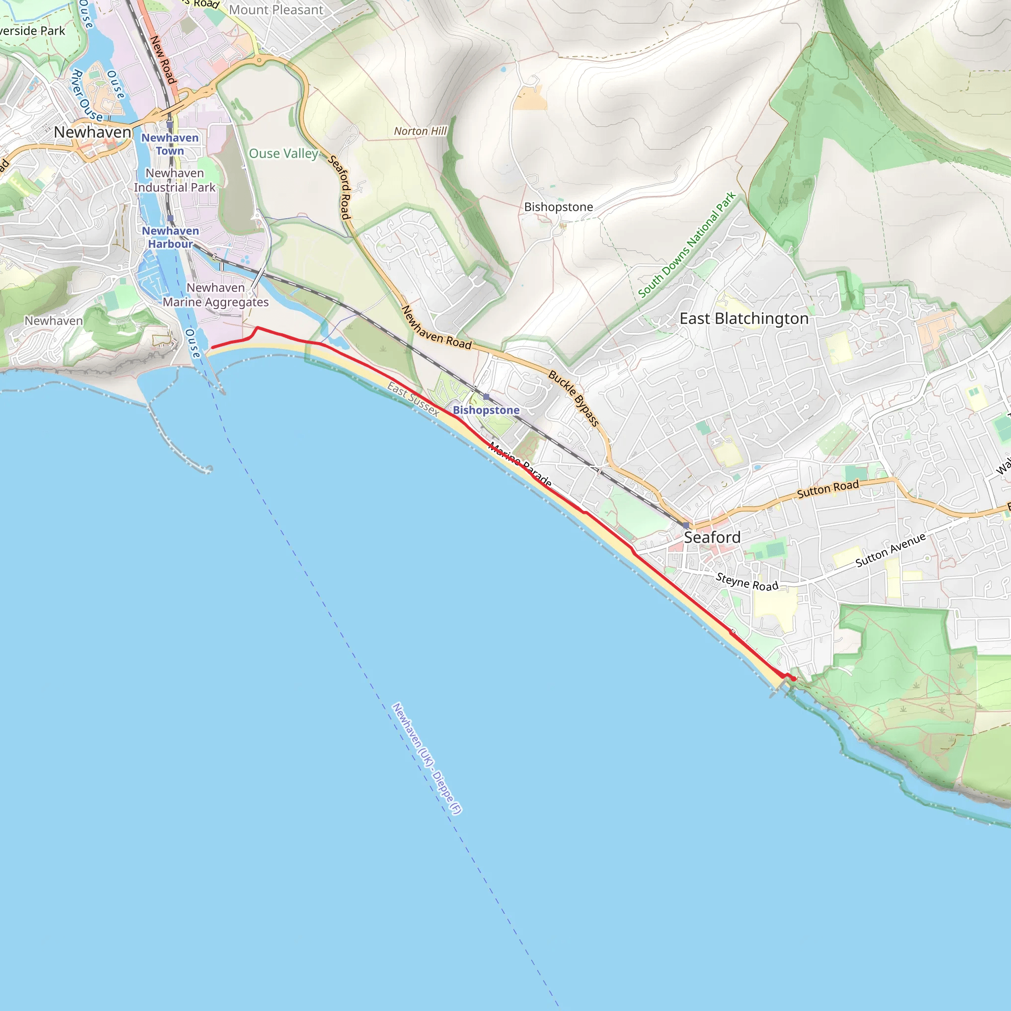 Newhaven Marina Walk from Seaford mobile static map