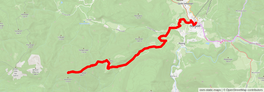 Oischingkogel and Vorderer Zeller Hut from Mariazell stage 2 Map