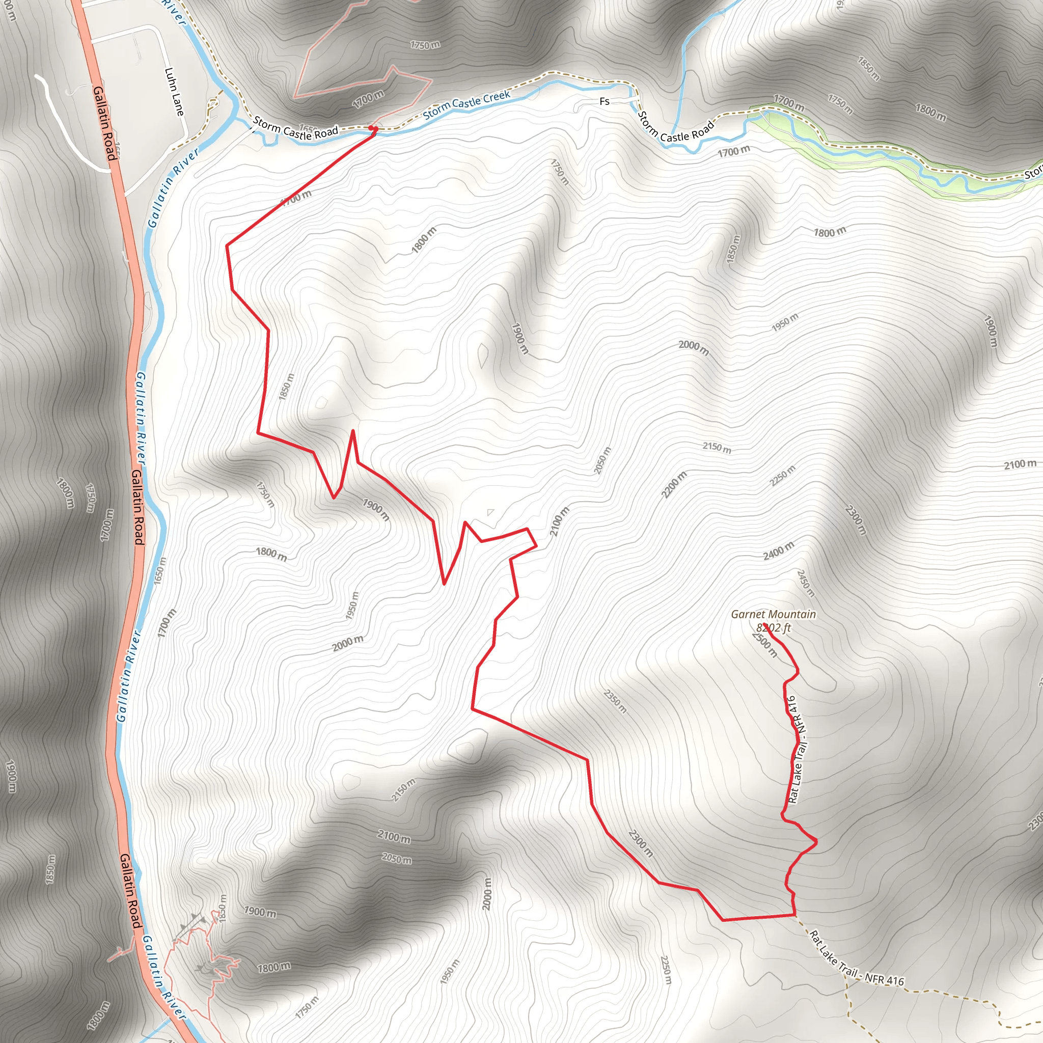 Garnet Mountain Trail mobile static map