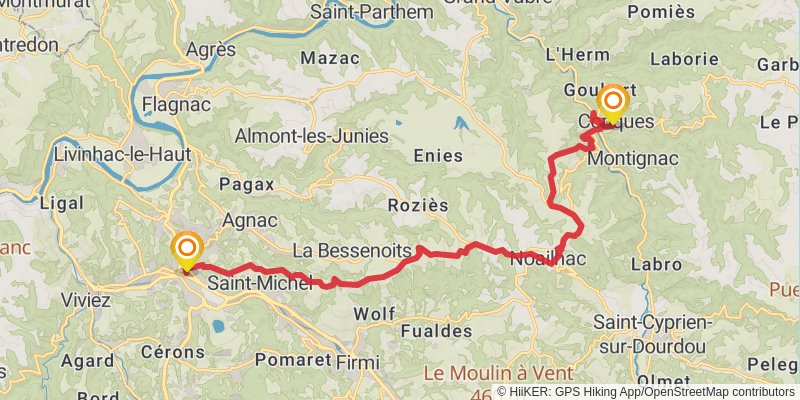 GR 65 Rocamadour Variant stage 9 Map
