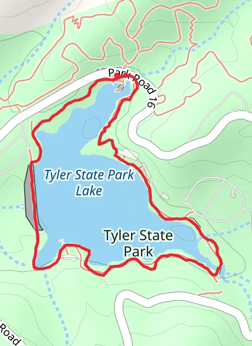 Hike on Tyler State Park Lake Loop mobile static map