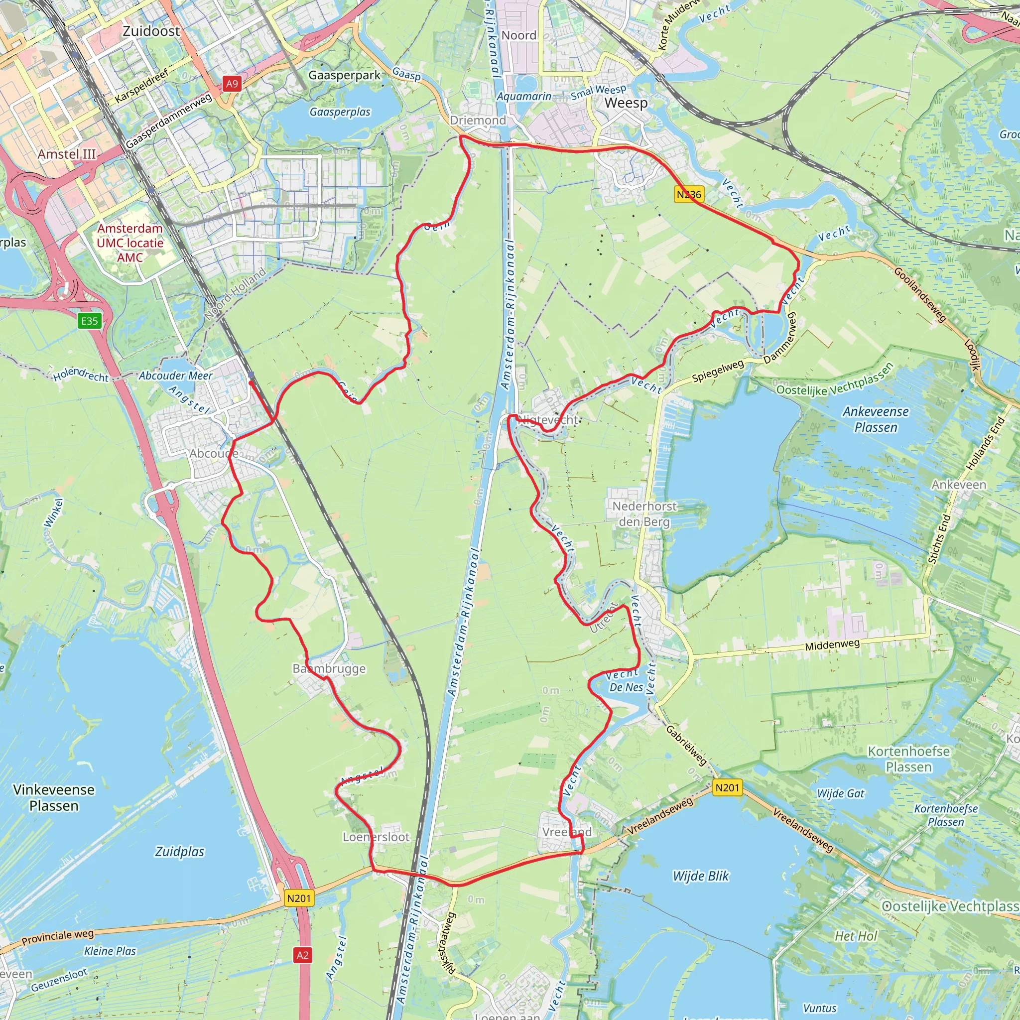 Fort Hinderdam, De Nes and Gein via Gooilandse Weg mobile static map