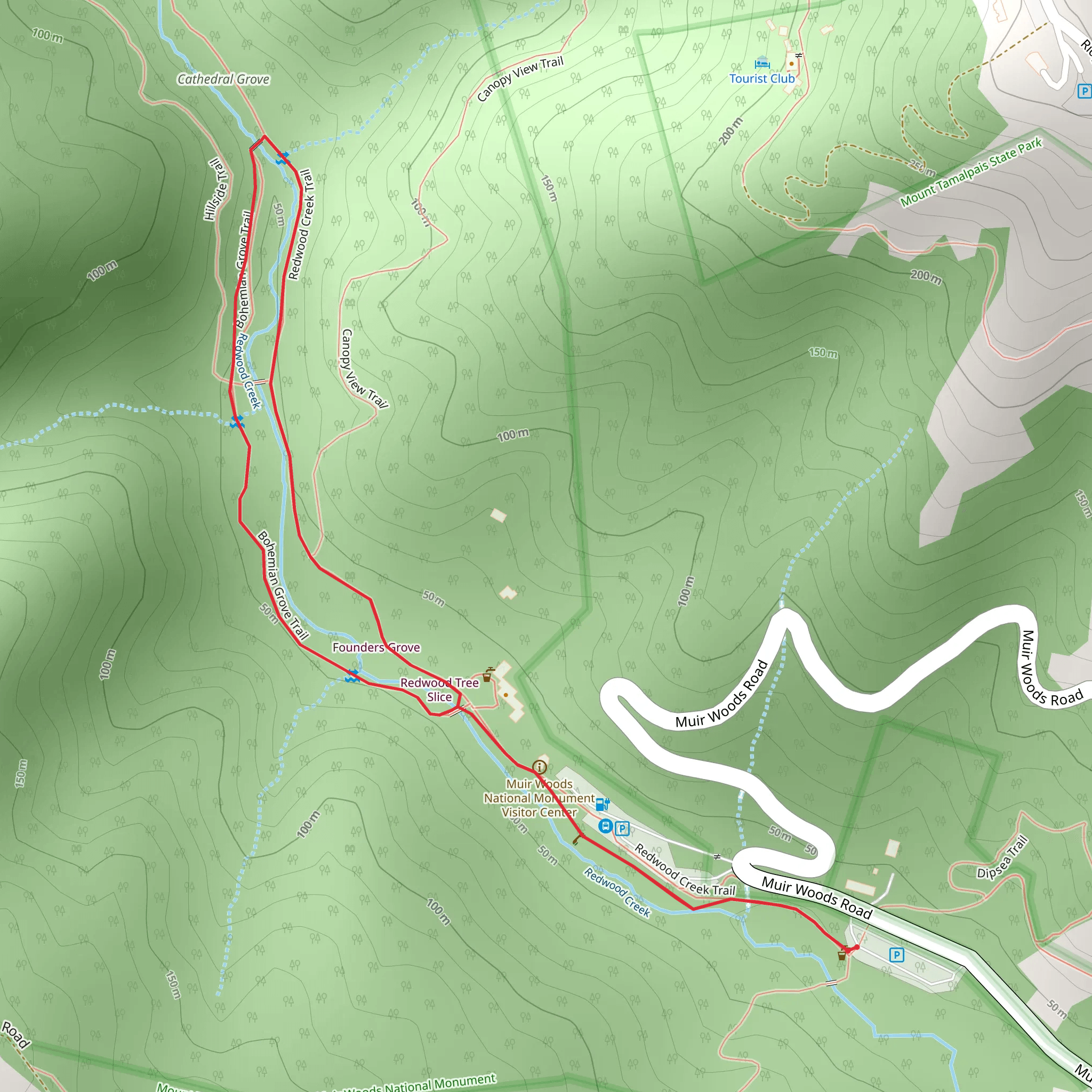 Muir Woods Fern Creek Loop Trail mobile static map