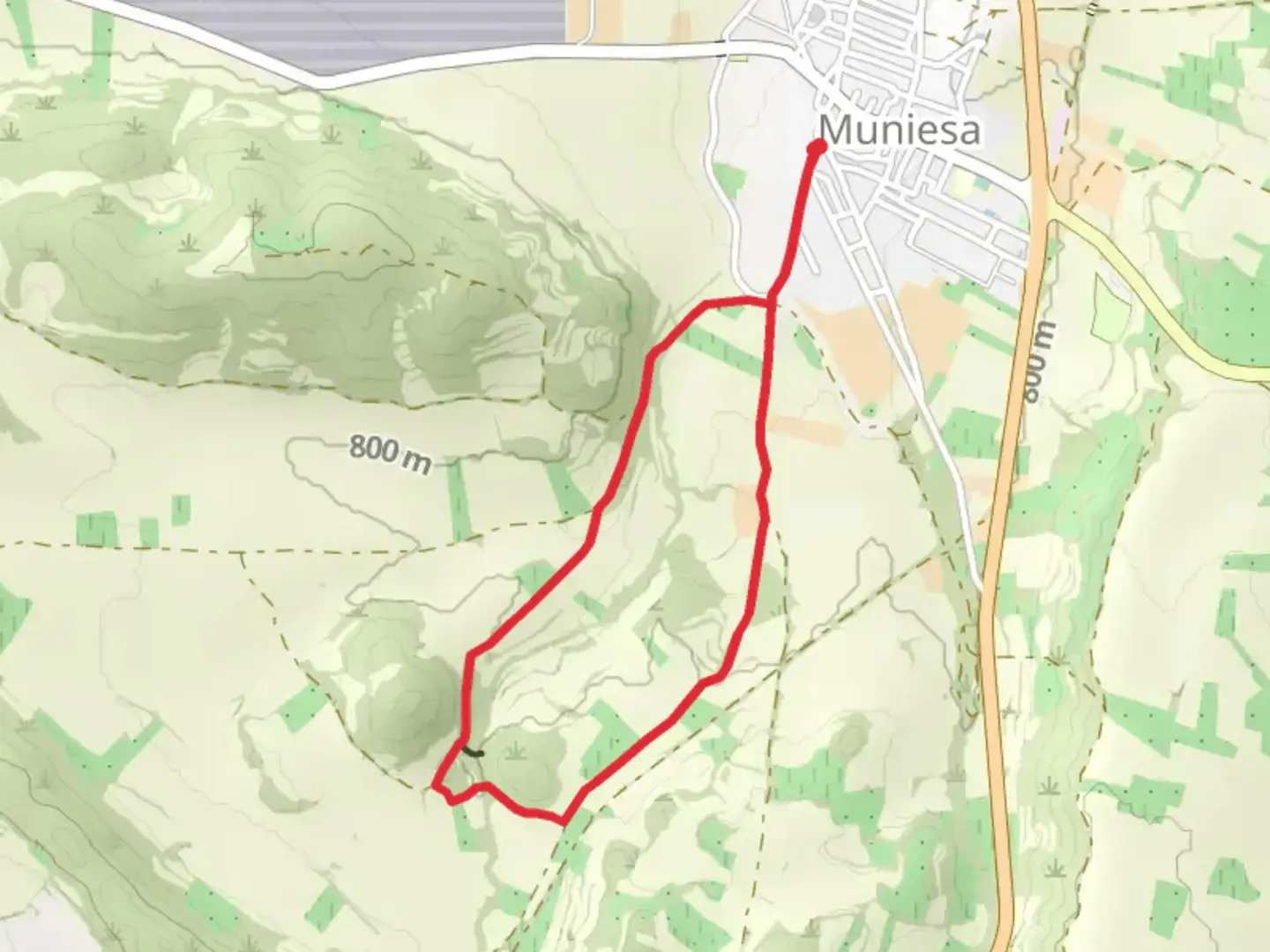 An image depicting the trail Muniesa - Wall of Moors PR TE 100 and its surrounding area.