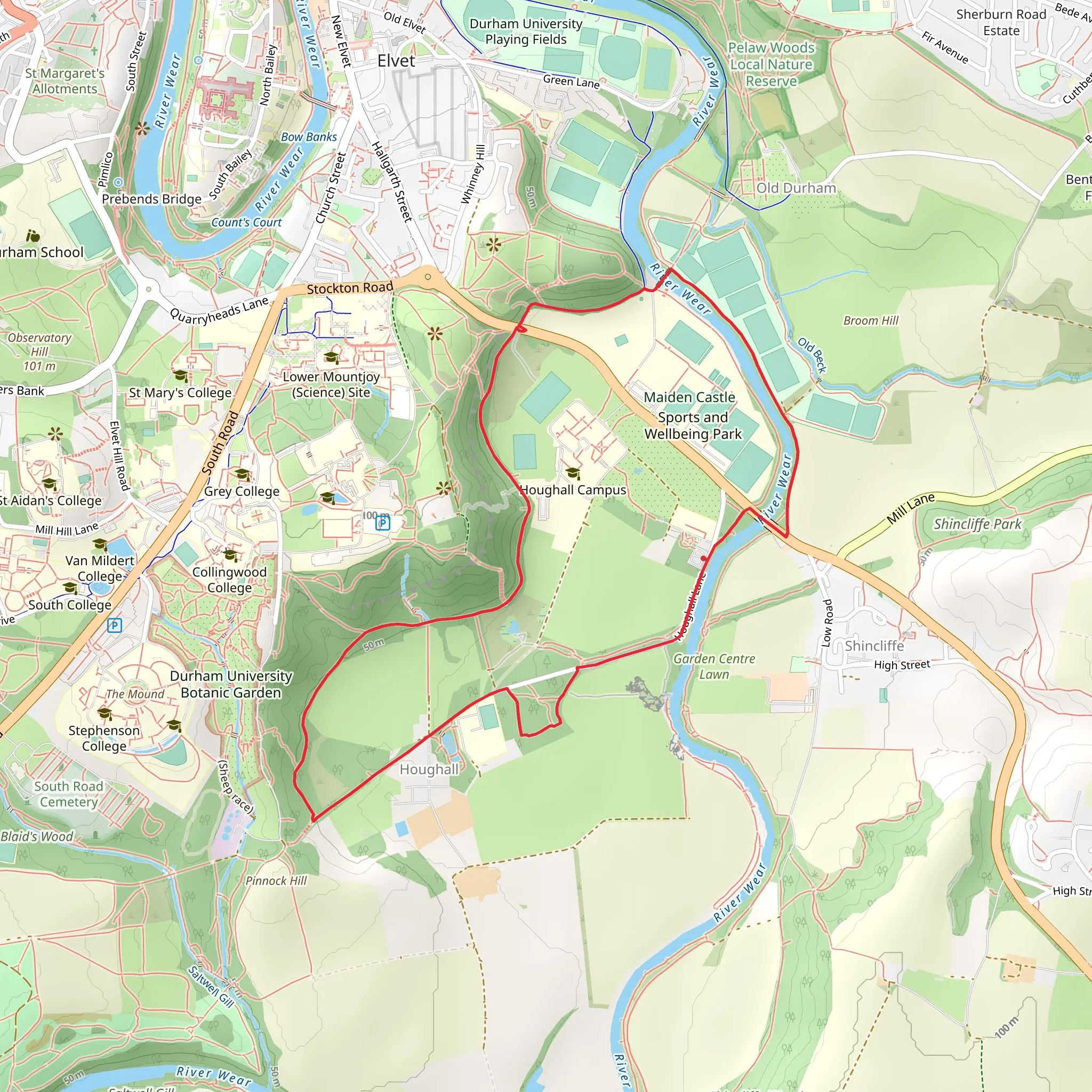 Houghall Discovery Trail and Weardale Way mobile static map
