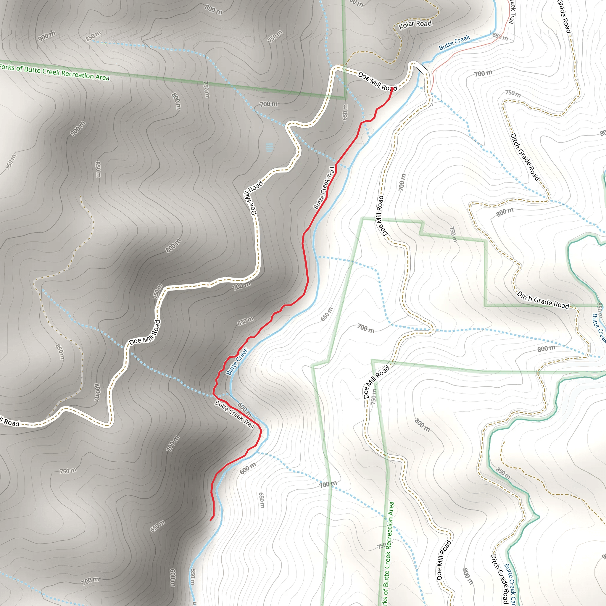 Butte Creek Trail mobile static map