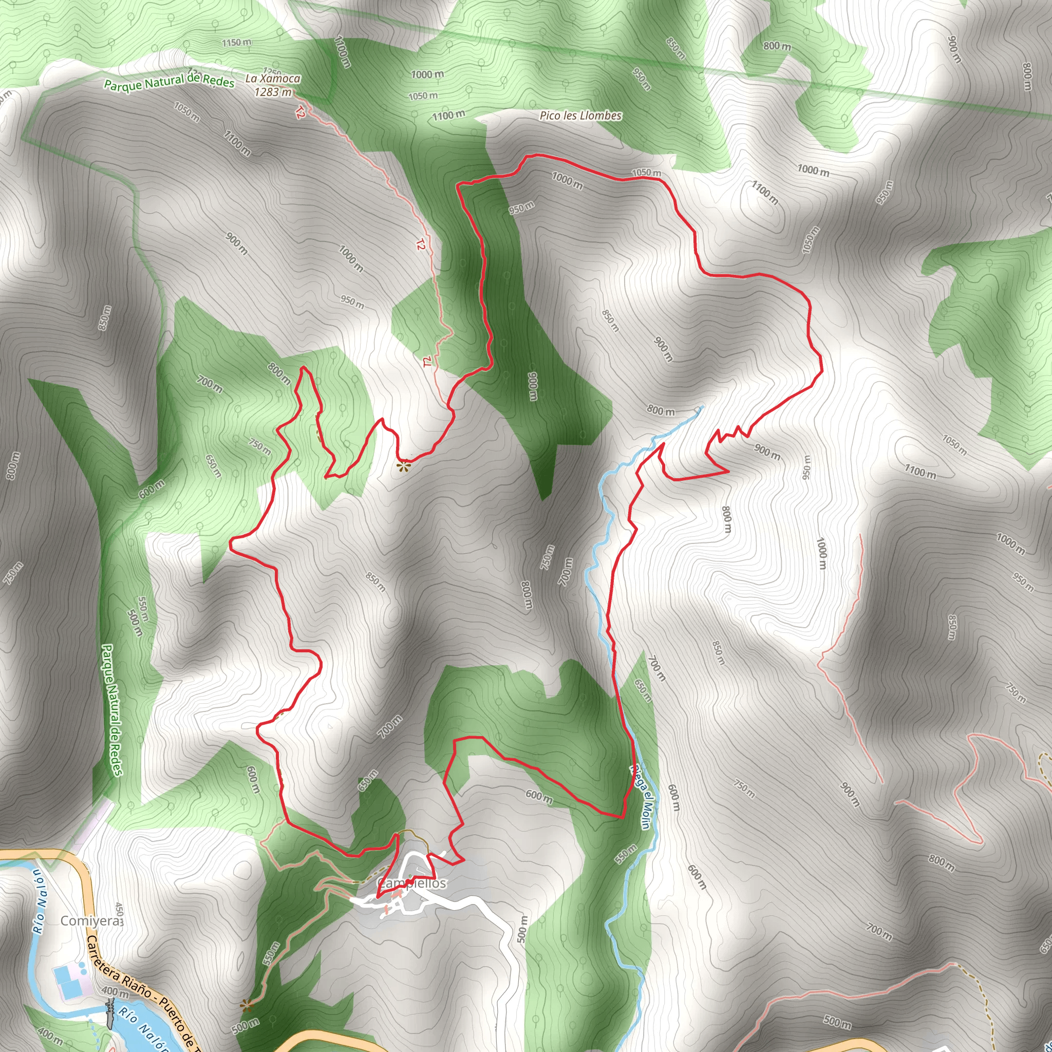La Xamoca Peak Route mobile static map