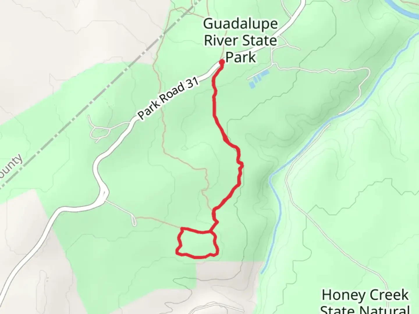 An image depicting the trail Painted Bunting Trail and Savannah Oak Loop and its surrounding area.