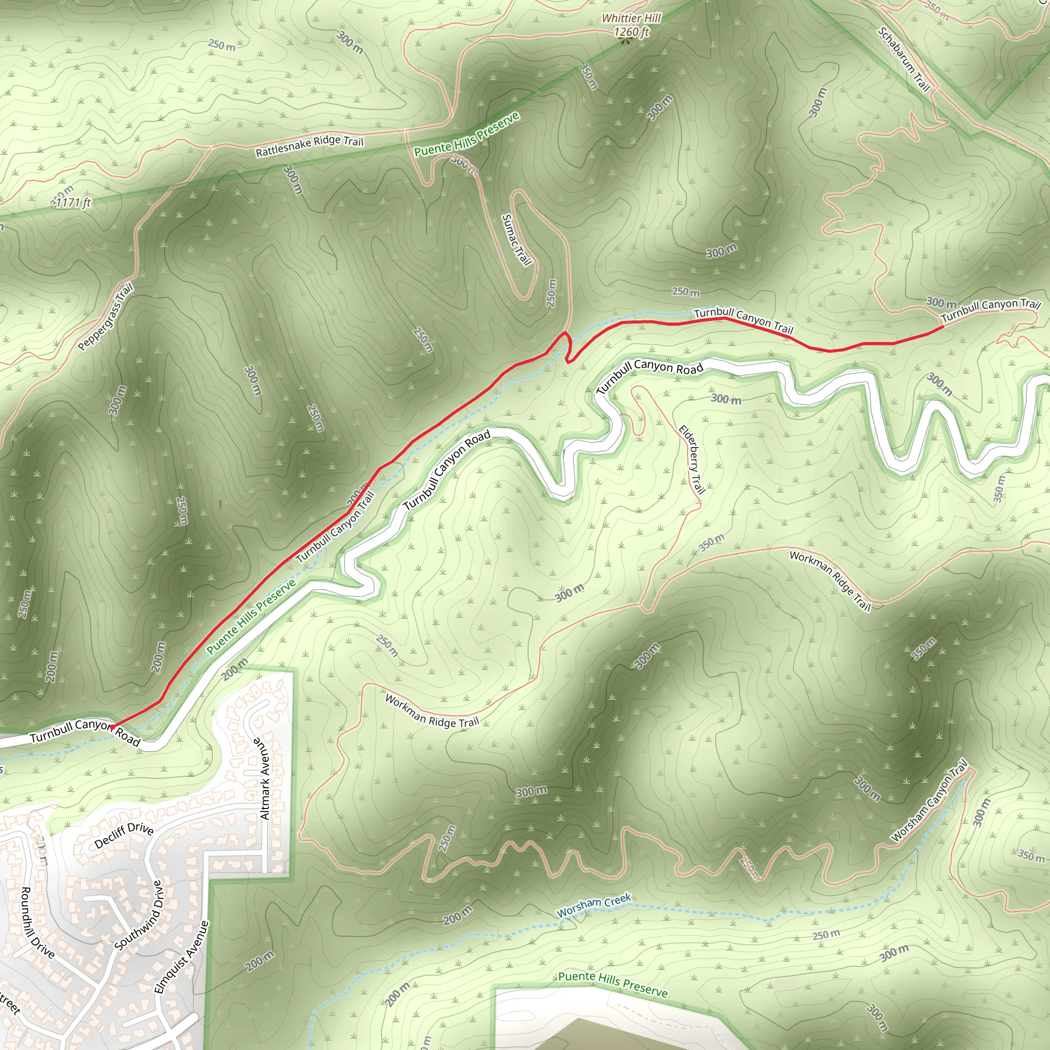 Turnbull Canyon Trail mobile static map