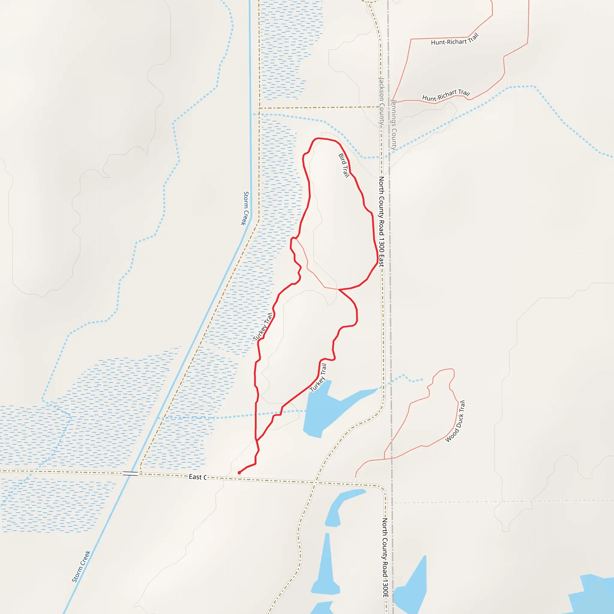 Bird Trail and Turkey Trail mobile static map
