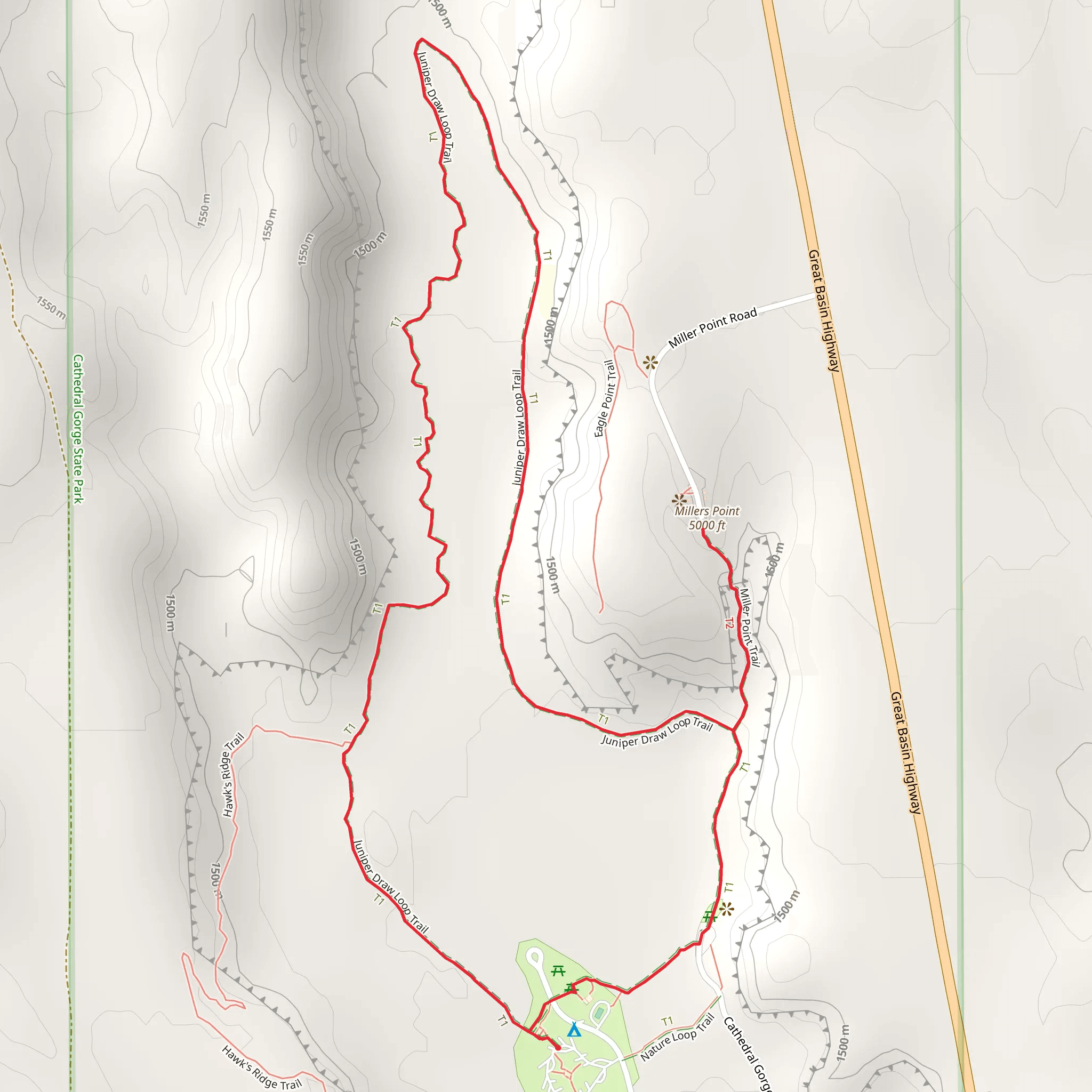 Millers Point - Juniper Draw Loop Trail mobile static map