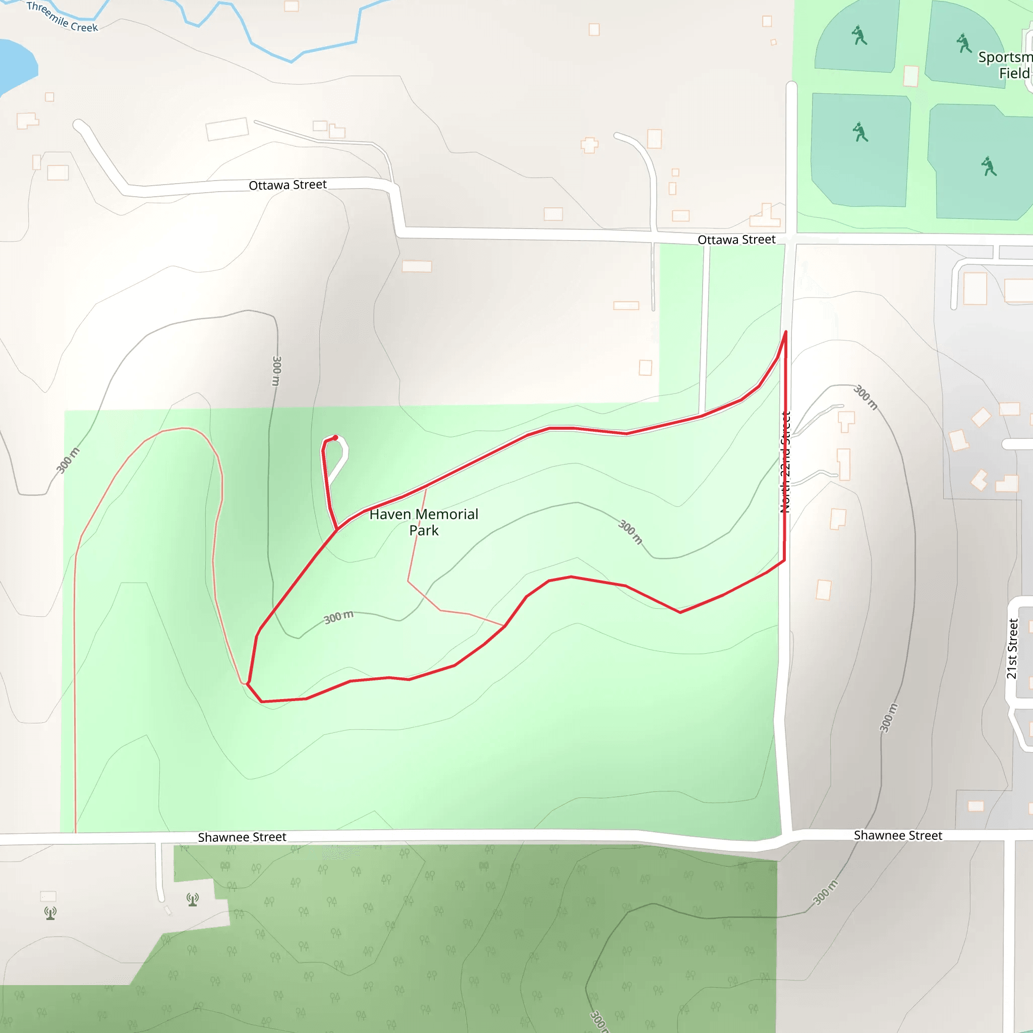 Haven Memorial Park Loop mobile static map