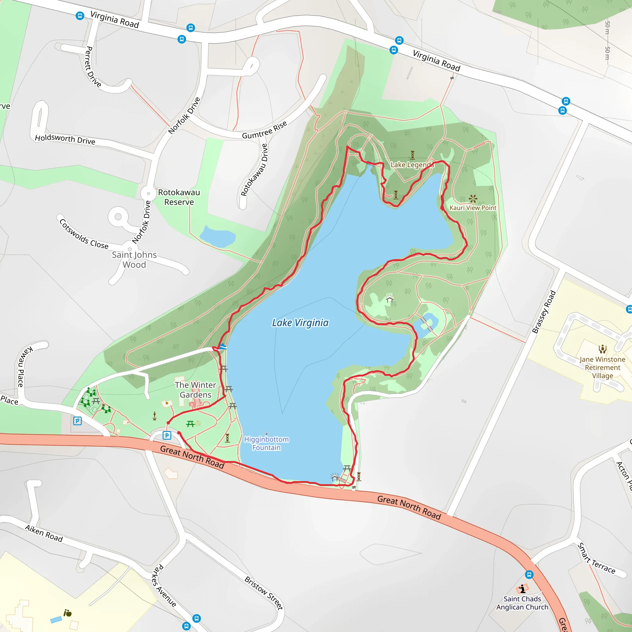 Rotokawau Virginia Lake Walk mobile static map