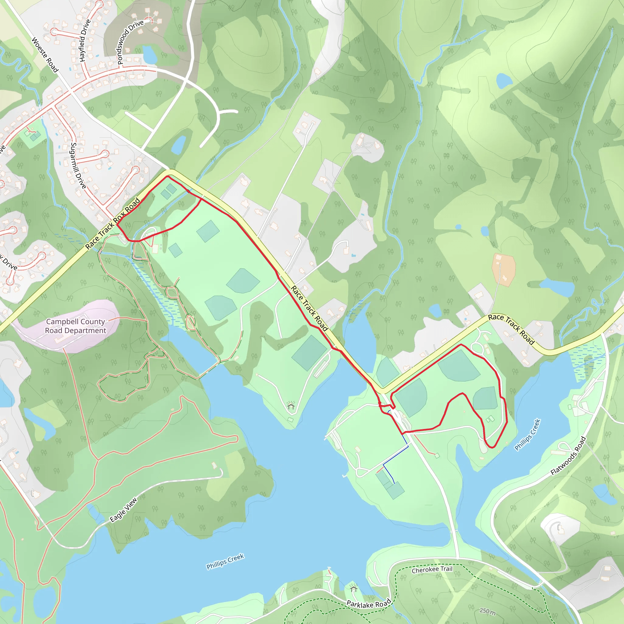 Picnic Area and Campbell County Lake Loop mobile static map